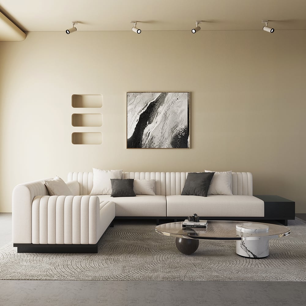 HMR - 157" Modern Corner L-Shaped Sectional Sofa with Side Open Storage