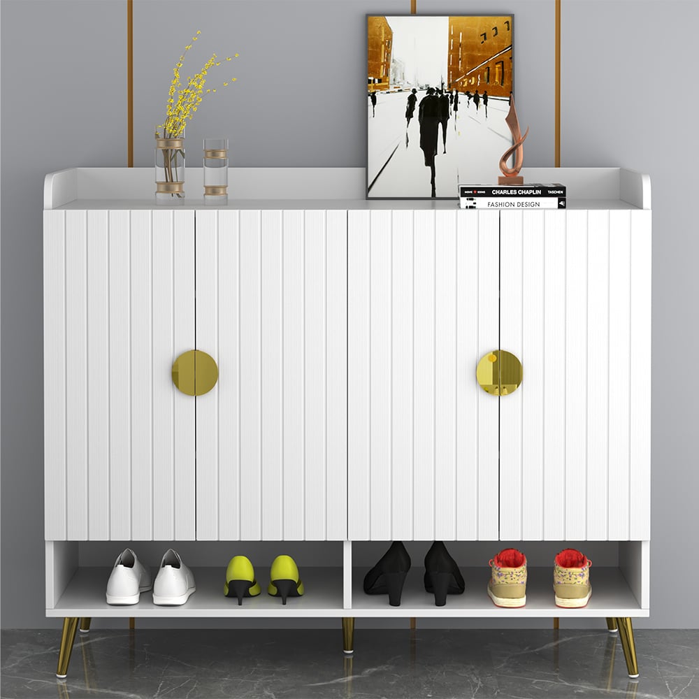 HMR - Yellar Nordic Entryway Shoe Cabinet with Doors & Open Shelves