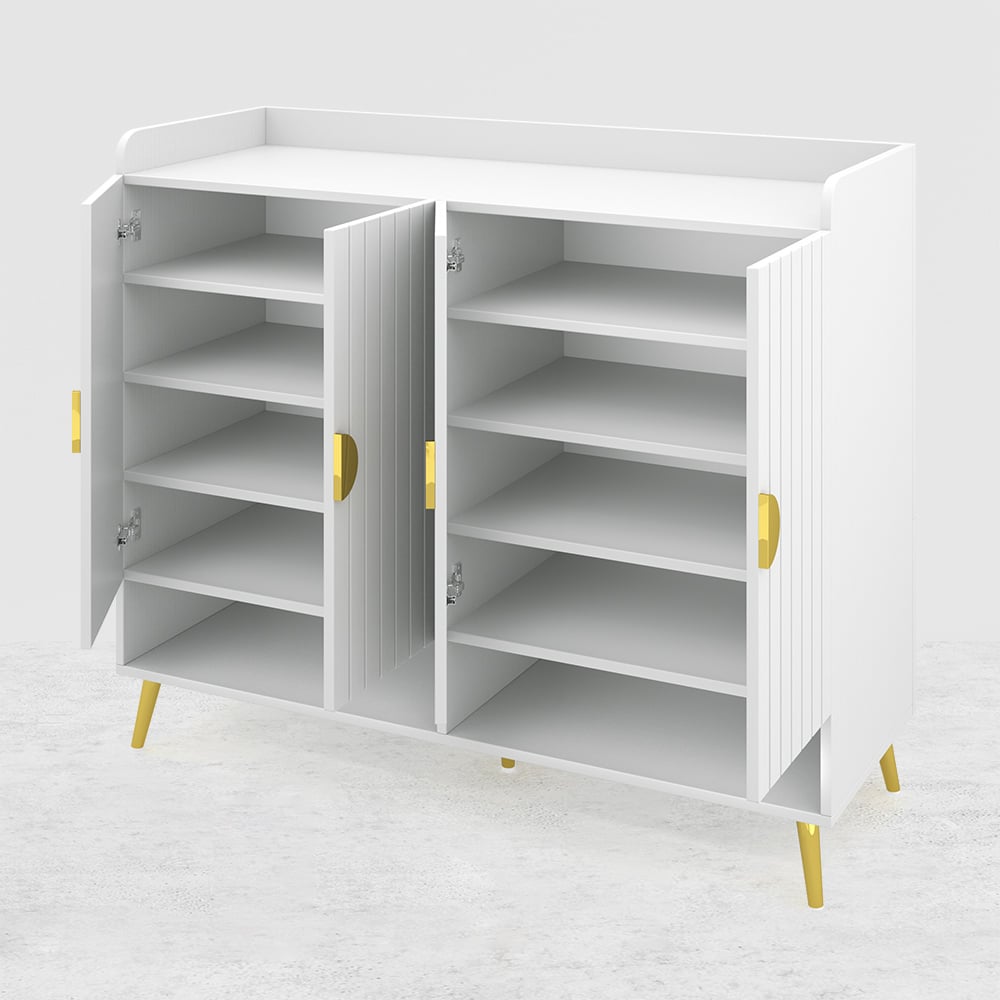 HMR - Yellar Nordic Entryway Shoe Cabinet with Doors & Open Shelves