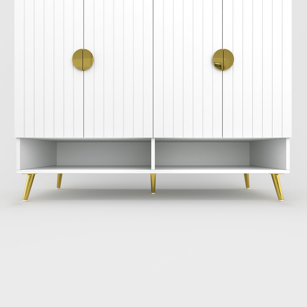 HMR - Yellar Nordic Entryway Shoe Cabinet with Doors & Open Shelves