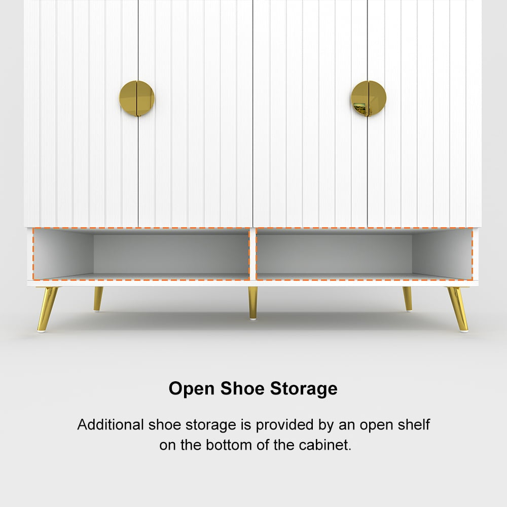 HMR - Yellar Nordic Entryway Shoe Cabinet with Doors & Open Shelves