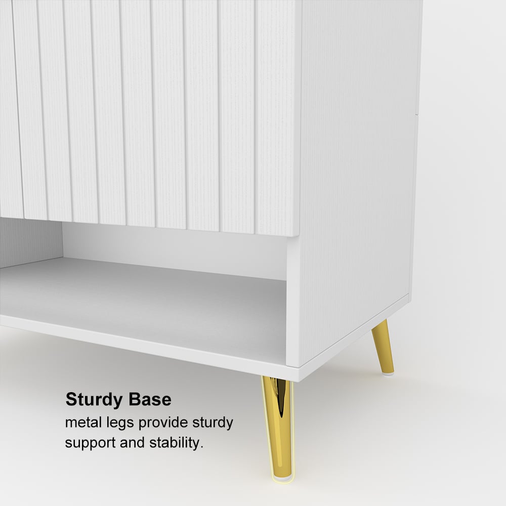HMR - Yellar Nordic Entryway Shoe Cabinet with Doors & Open Shelves
