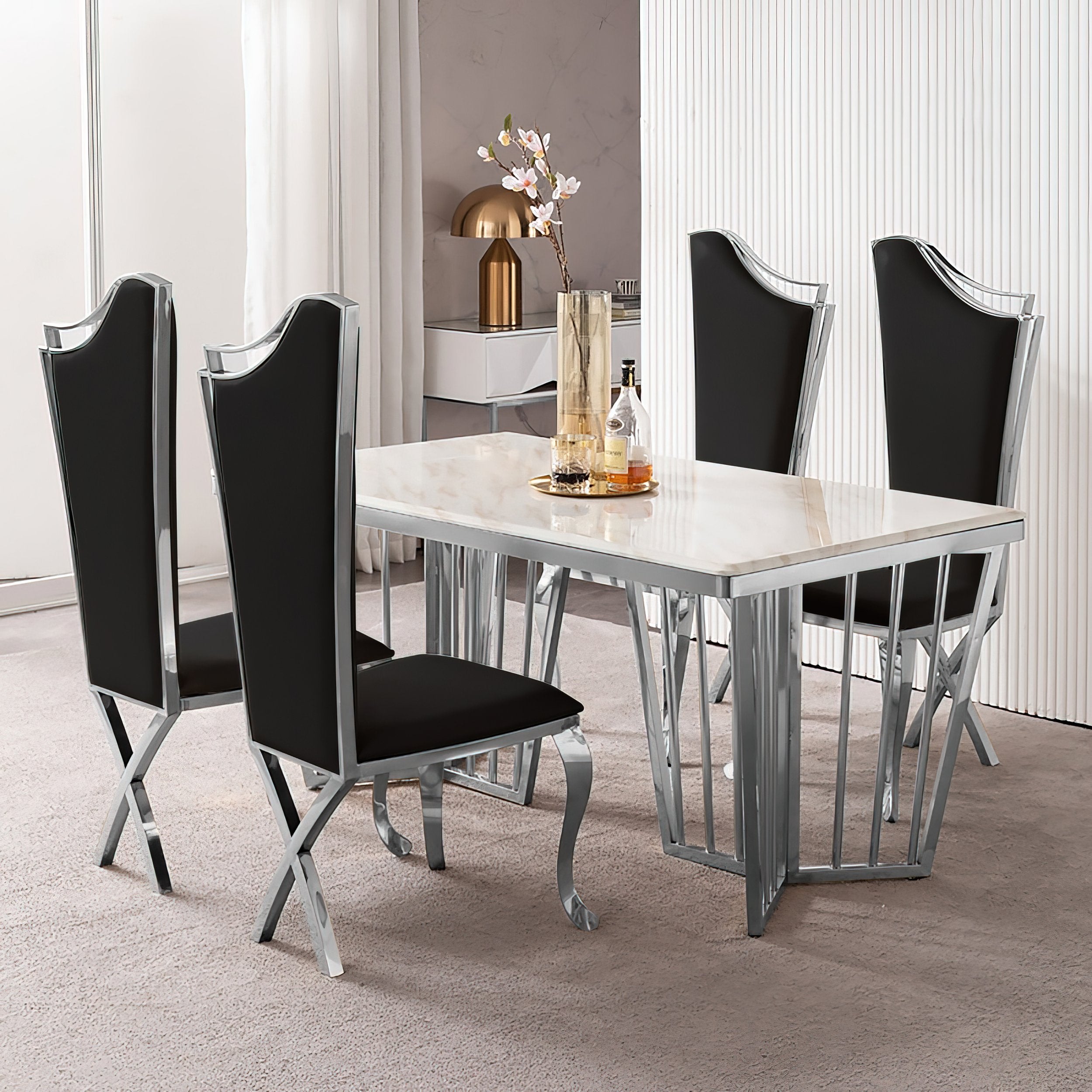 HMR - Affordable Luxury Modern Dining Chairs with PU Leather Upholstery Set of 2