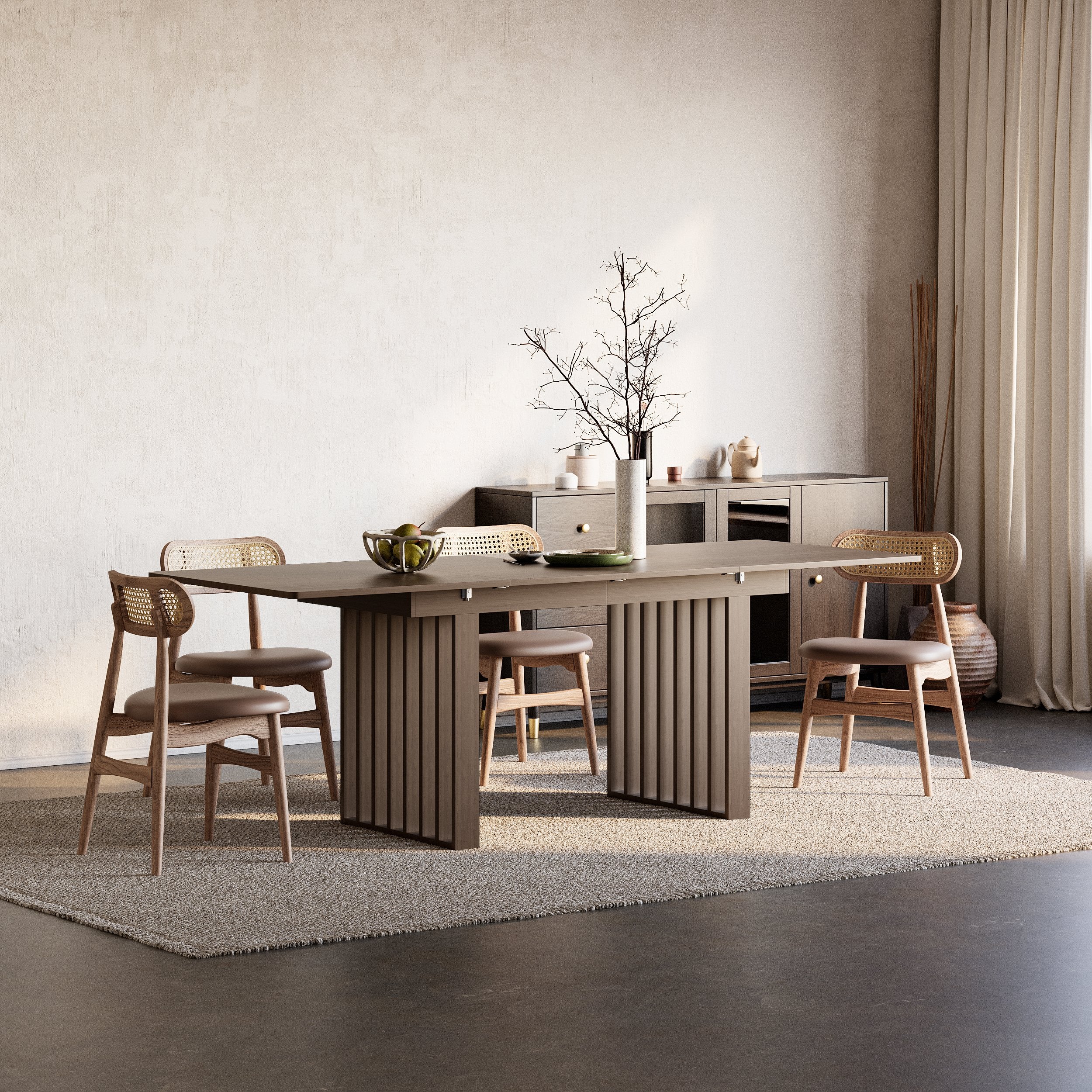 HMR - 55"-87" Extendable Dining Table Seats 4-8 People