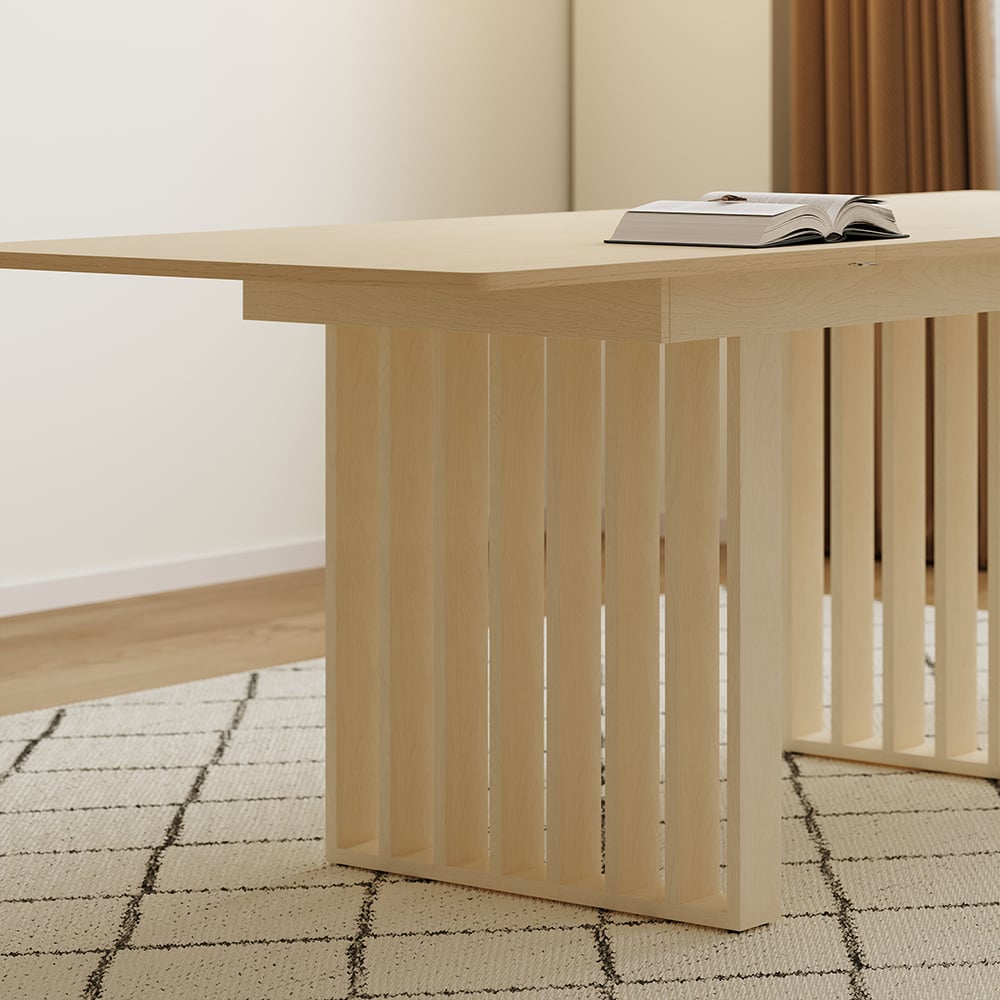 HMR - Dining Set 55"-87" Japandi Extendable Dining Table Whitewash