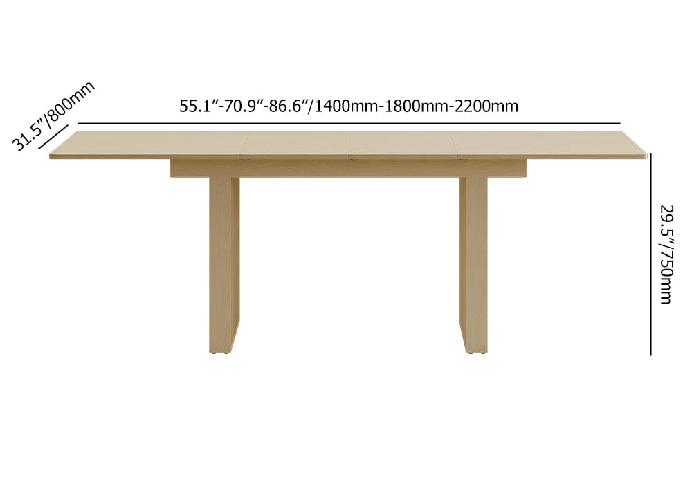 HMR - Dining Set 55"-87" Japandi Extendable Dining Table Whitewash