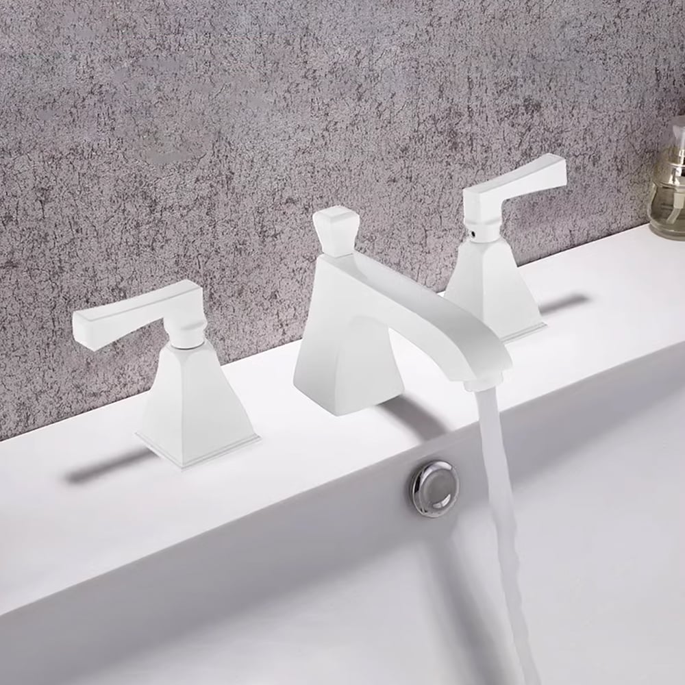 HMR - Modern Widespread Chrome Bathroom Sink Faucet Double Handle Solid Brass