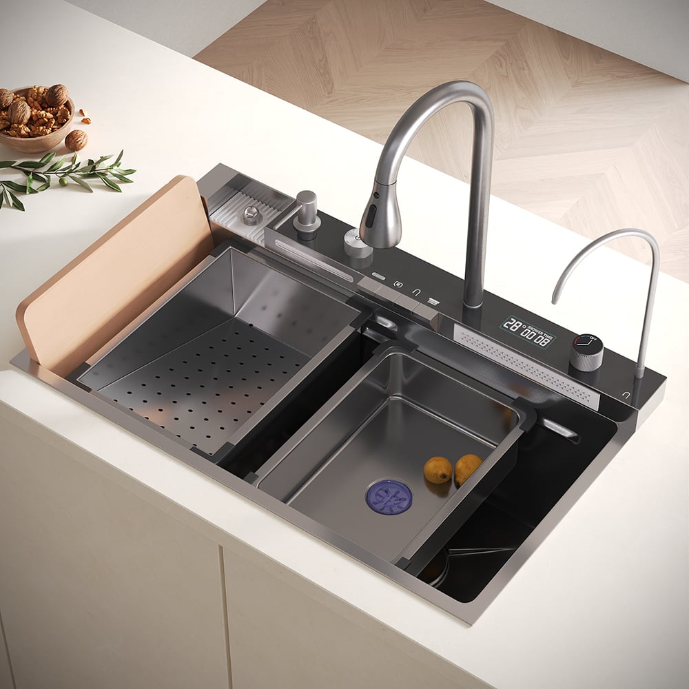 HMR - 29" Drop-in Workstation Kitchen Sink with Faucet Single Bowl Stainless Steel