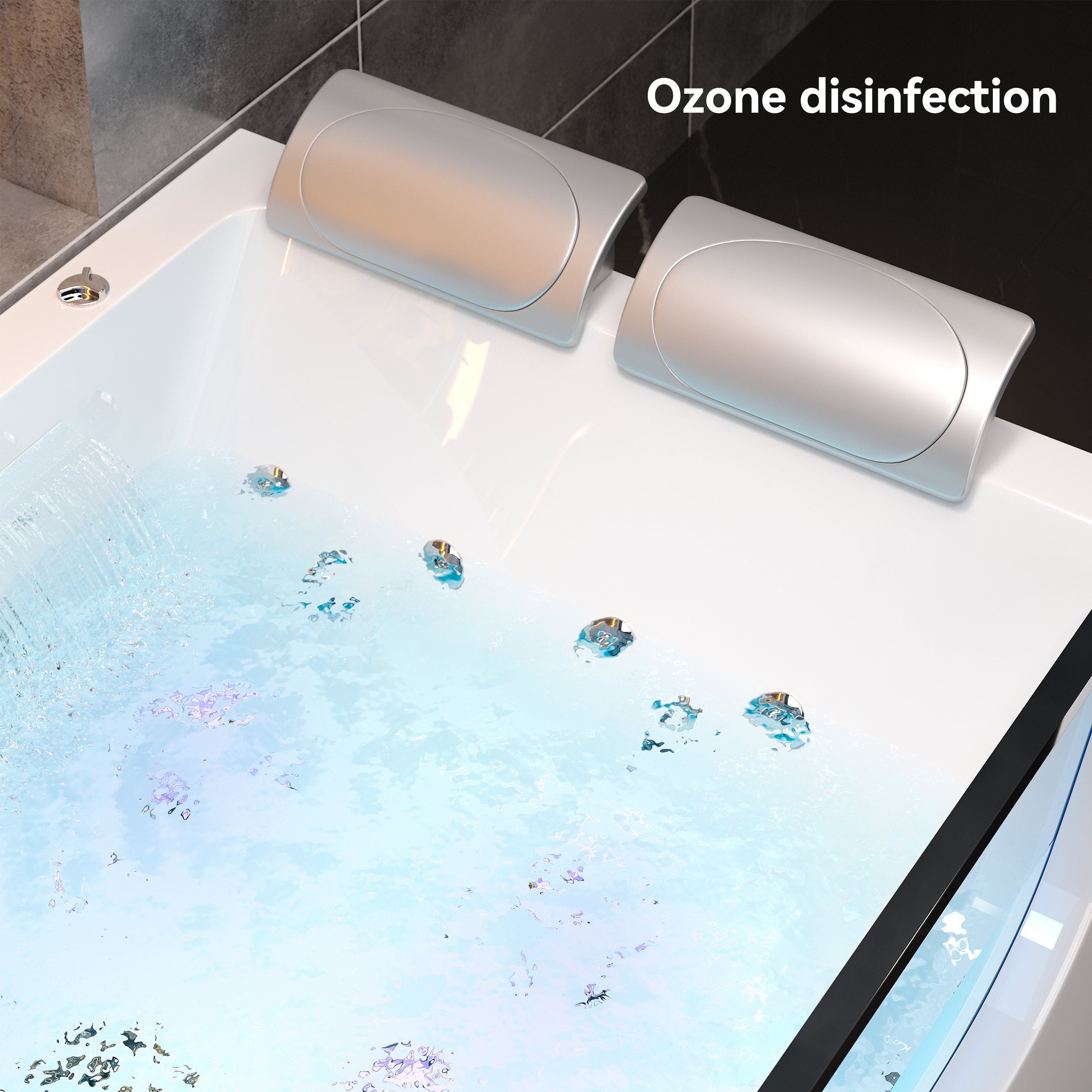 HMR - 70.8" Modern Rectangular Acrylic Massage Bathtub with Thermostat Control