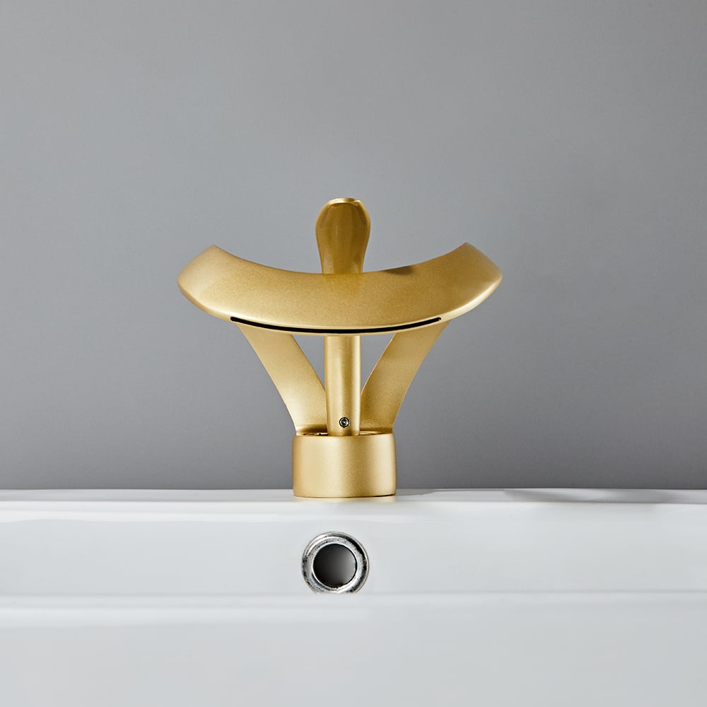 HMR - Waterfall Bathroom Sink Faucet Single Handle Solid Brass