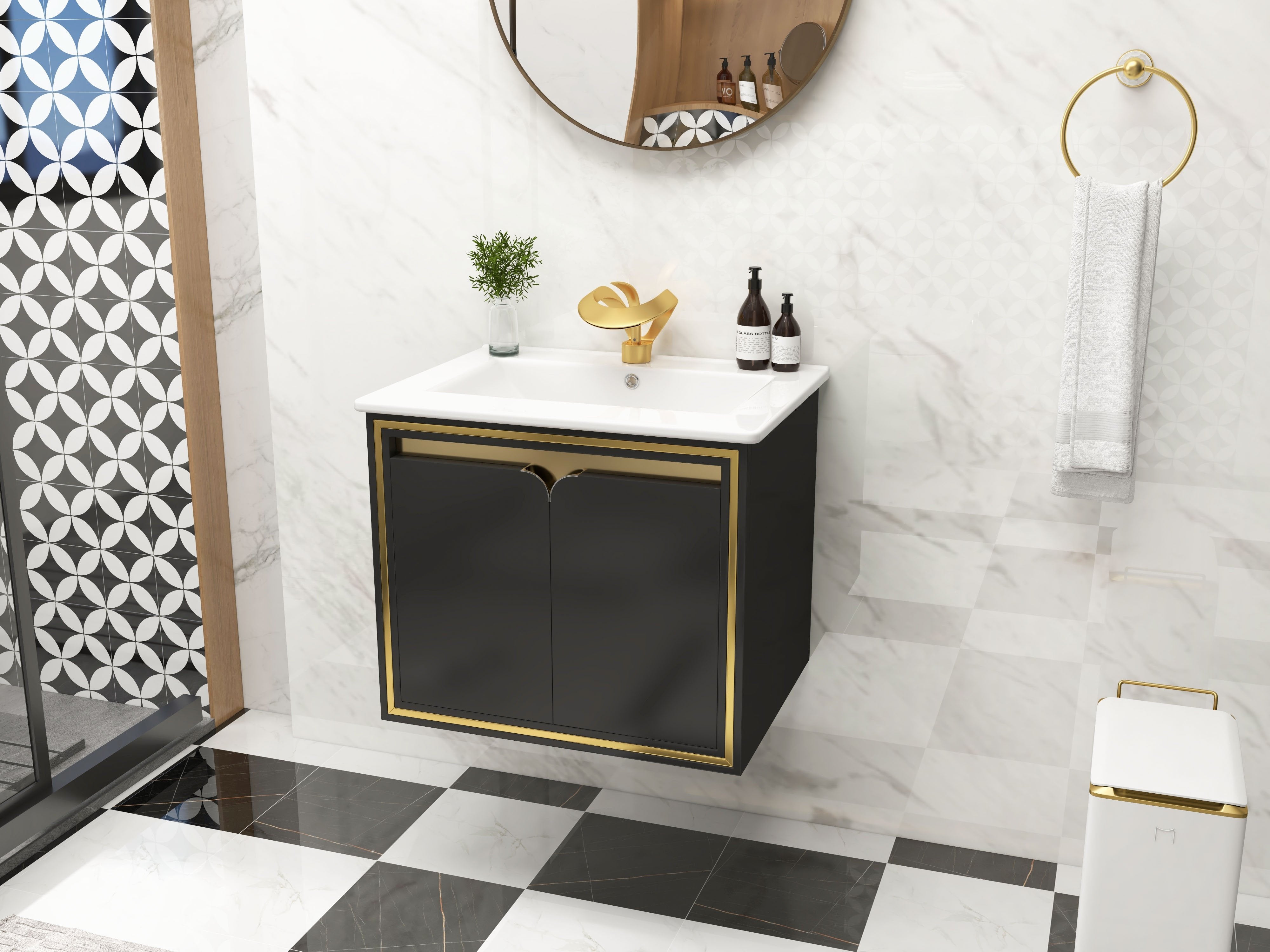 HMR - Waterfall Bathroom Sink Faucet Single Handle Solid Brass