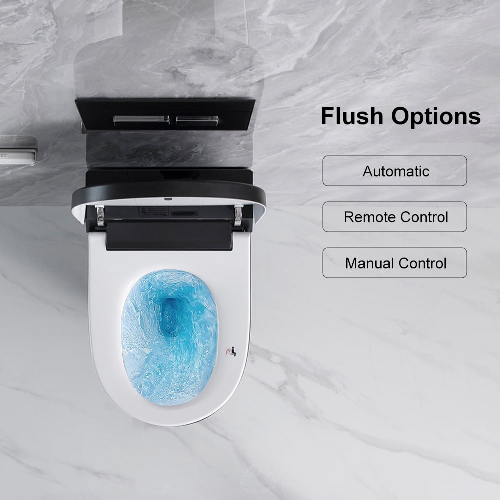 HMR - Set of Two Automatic Wall-Mounted Smart Bidet Toilet with In-Wall Tank Black 1.58 GPF