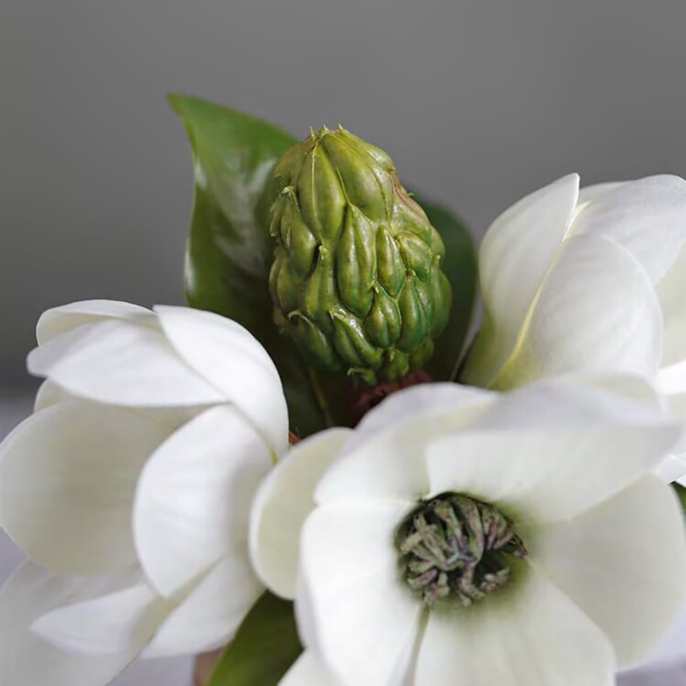 HMR - Fashionable Artificial Flowers in Vase Faux Magnolia Gold Glass Ball Vase Set