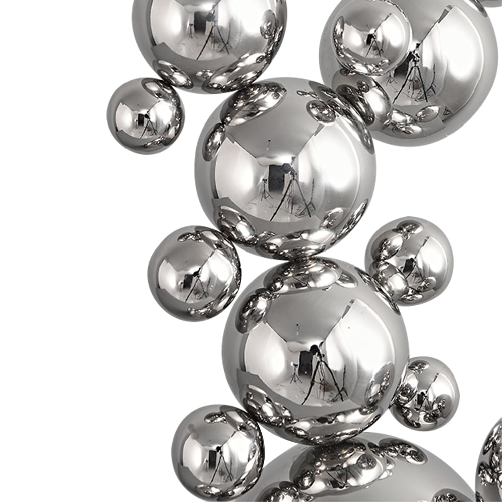 HMR - 24" Modern Abstract Geometric Ball Sculpture Art Ornament Stainless Steel & Marble Decor