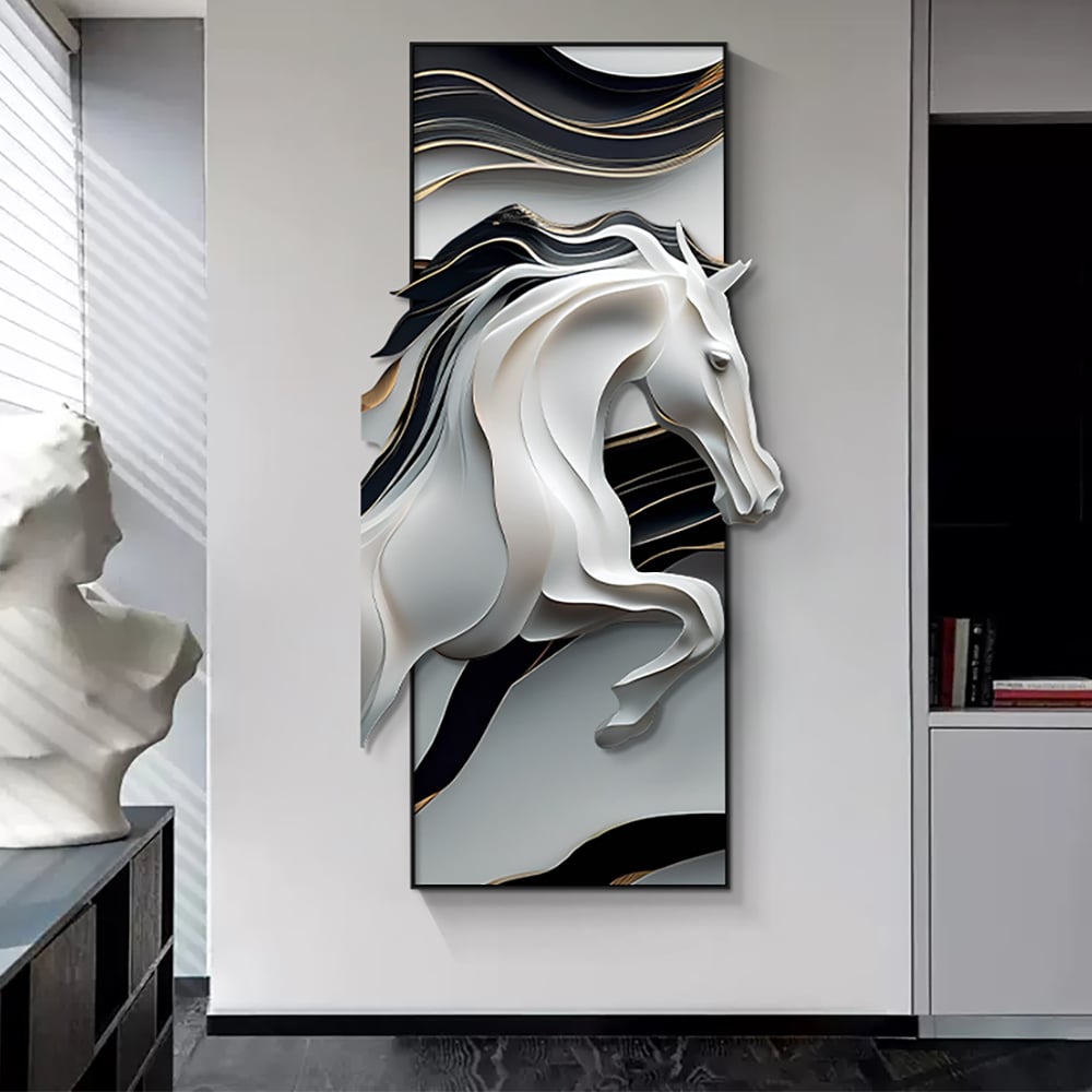 HMR - Creative Abstract Irregular Wall Hanging Decor Black& White Horse Home Decoration