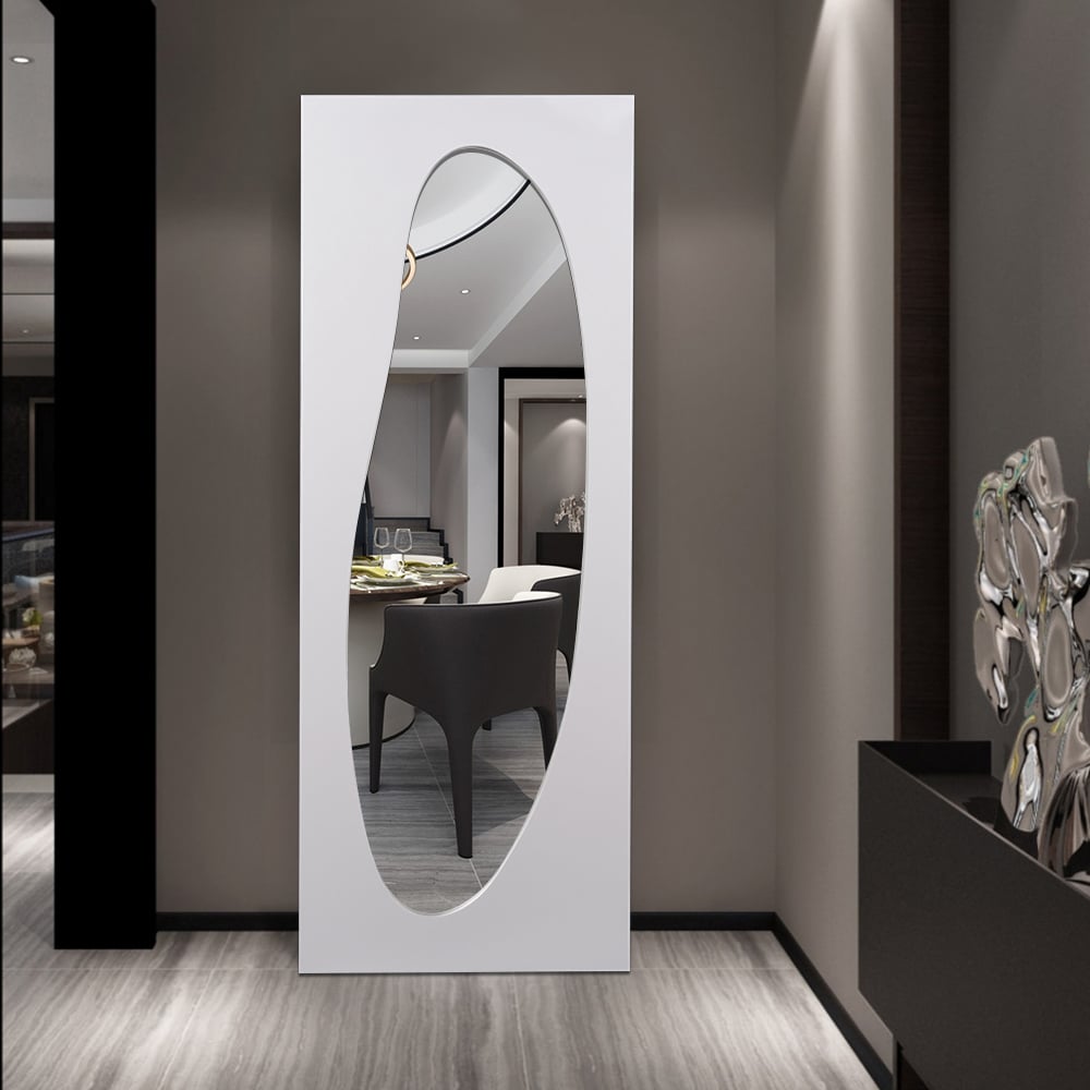 HMR - 63" x 23.6" Oversized Modern Abstract Silver Full Length Floor Mirror Decor Art Bedroom