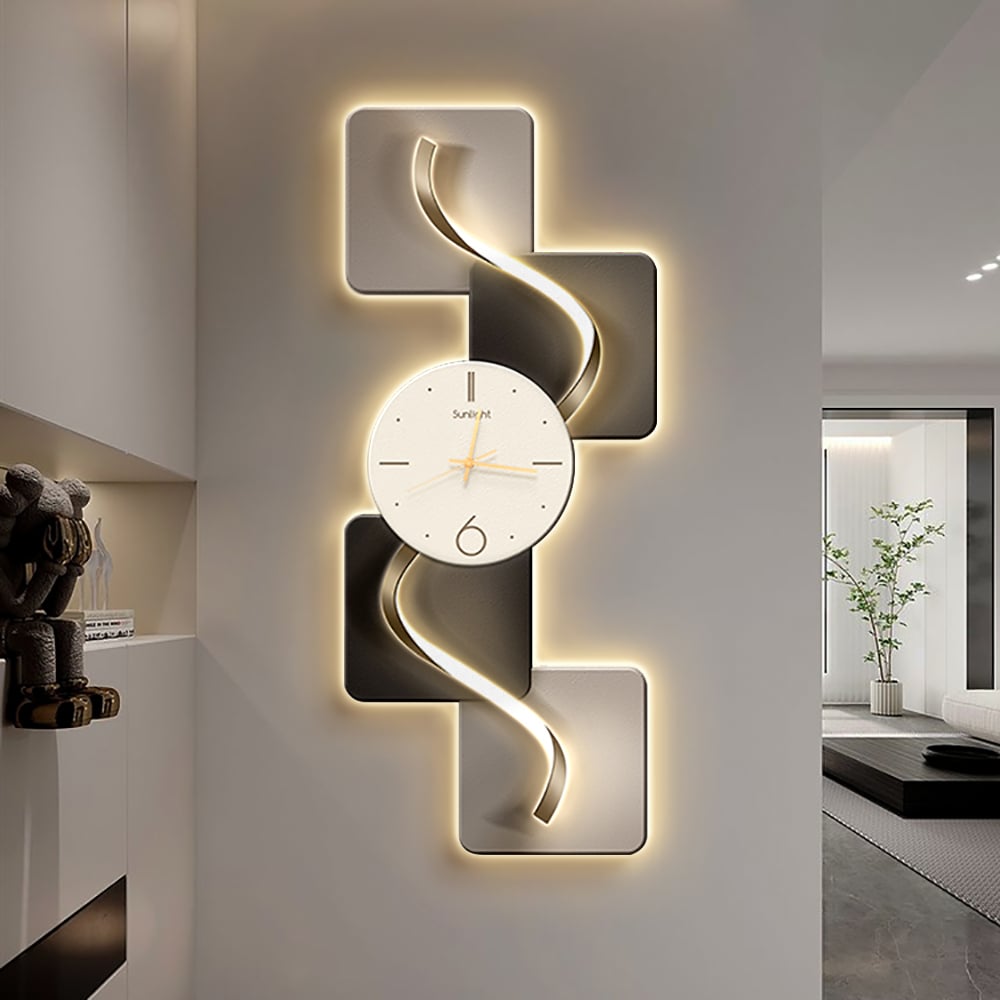 HMR - 39.4" Large Silent Wall Clock Light Modern Abstract Geometric Decor Art Living Room