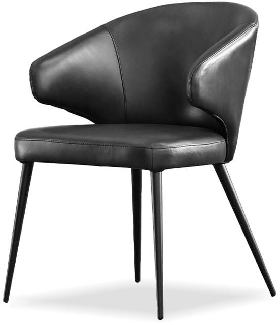 Mobital - Stretto Dining Chair in Pitch Black, Leather