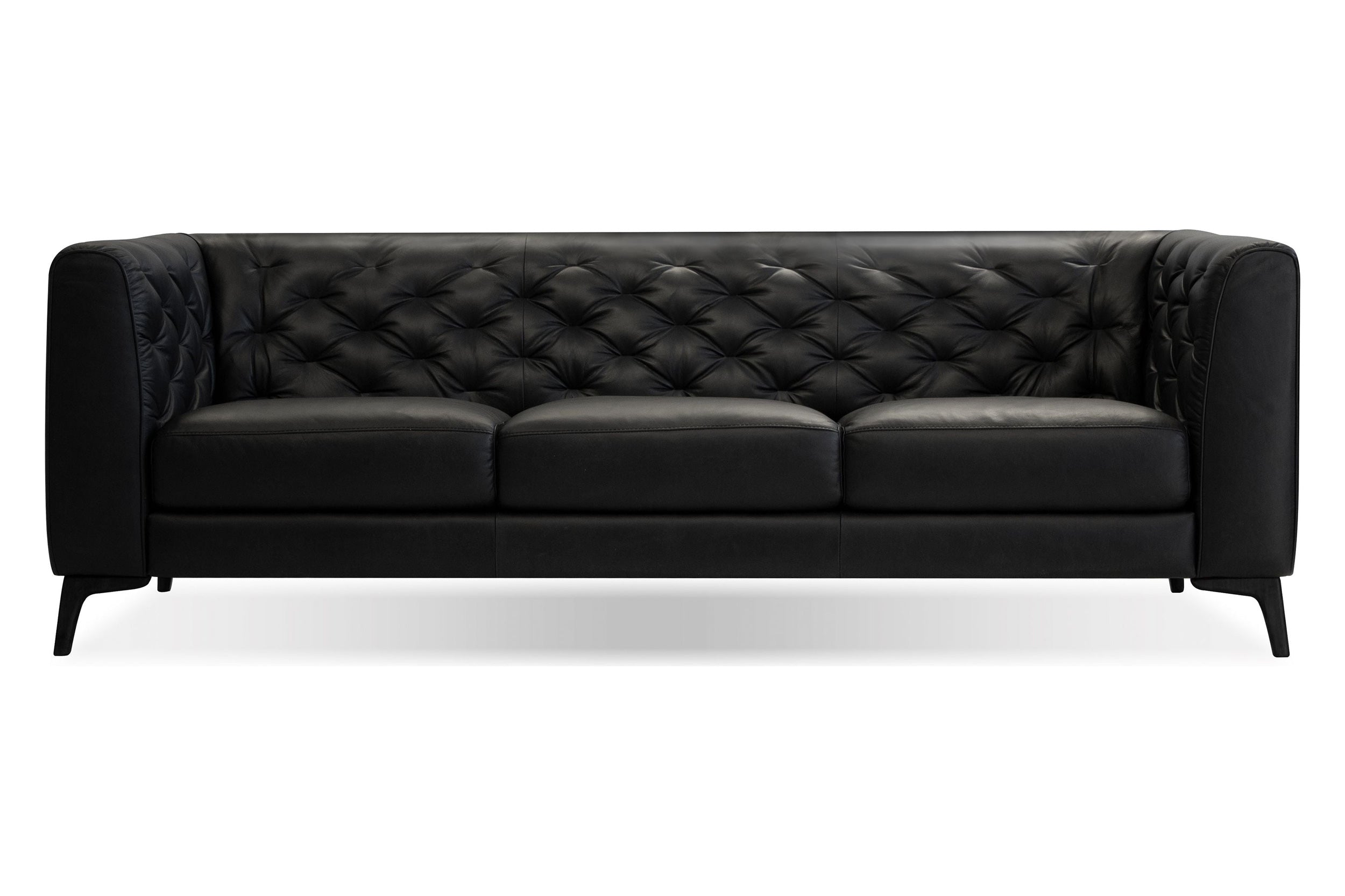 Mobital - Dalton Stationary Sofa in Vintage Black, Leather