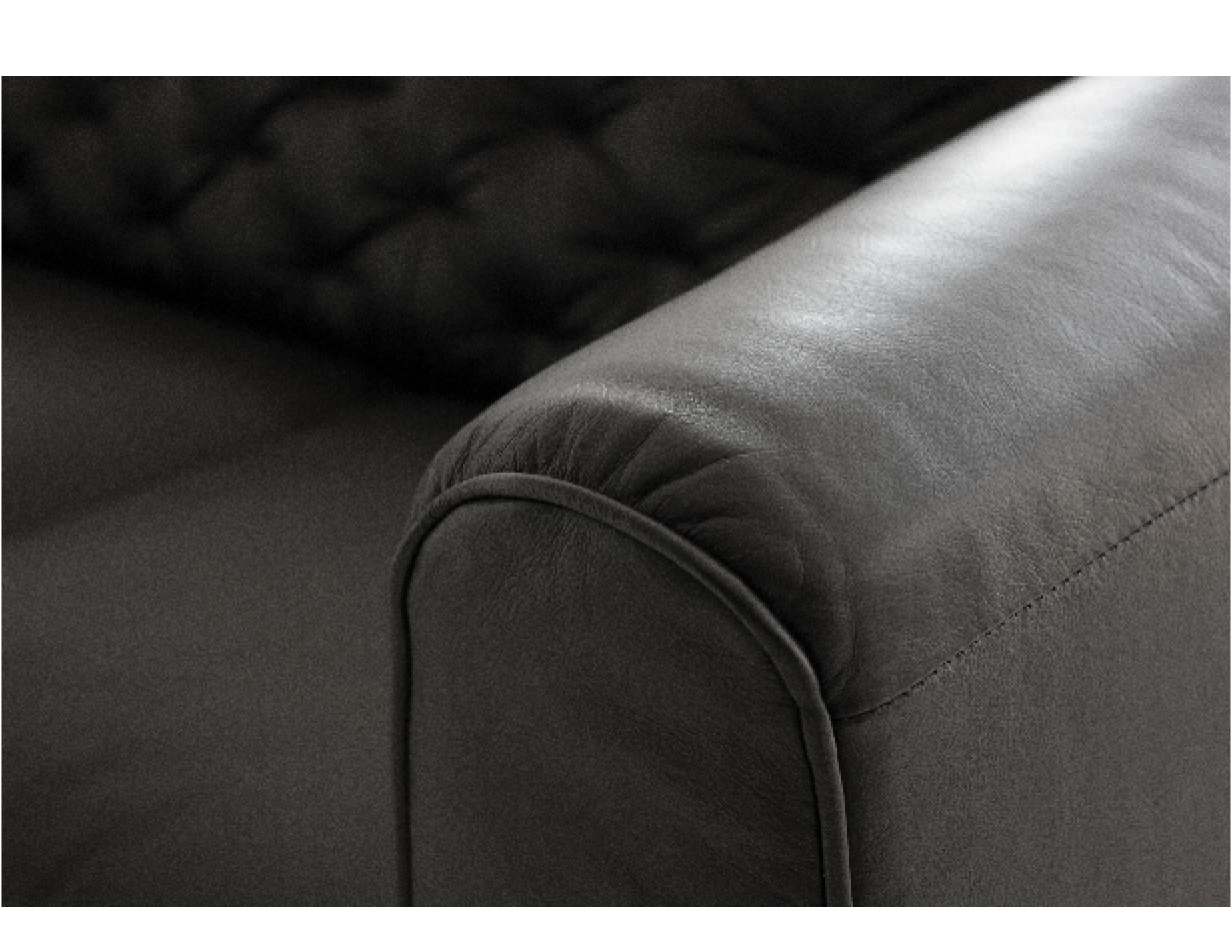 Mobital - Dalton Stationary Sofa in Vintage Black, Leather