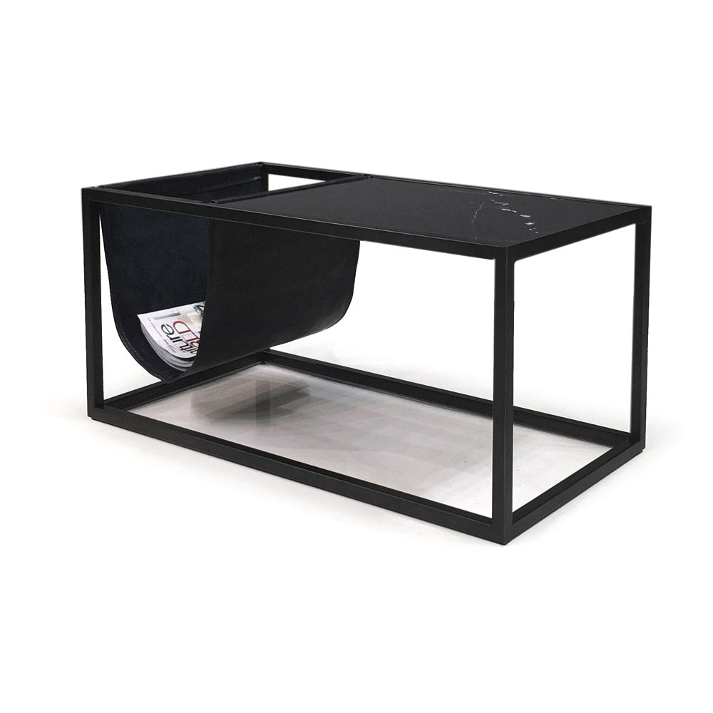 Mobital - Reception Rectangle Coffee Table in Black, Marble