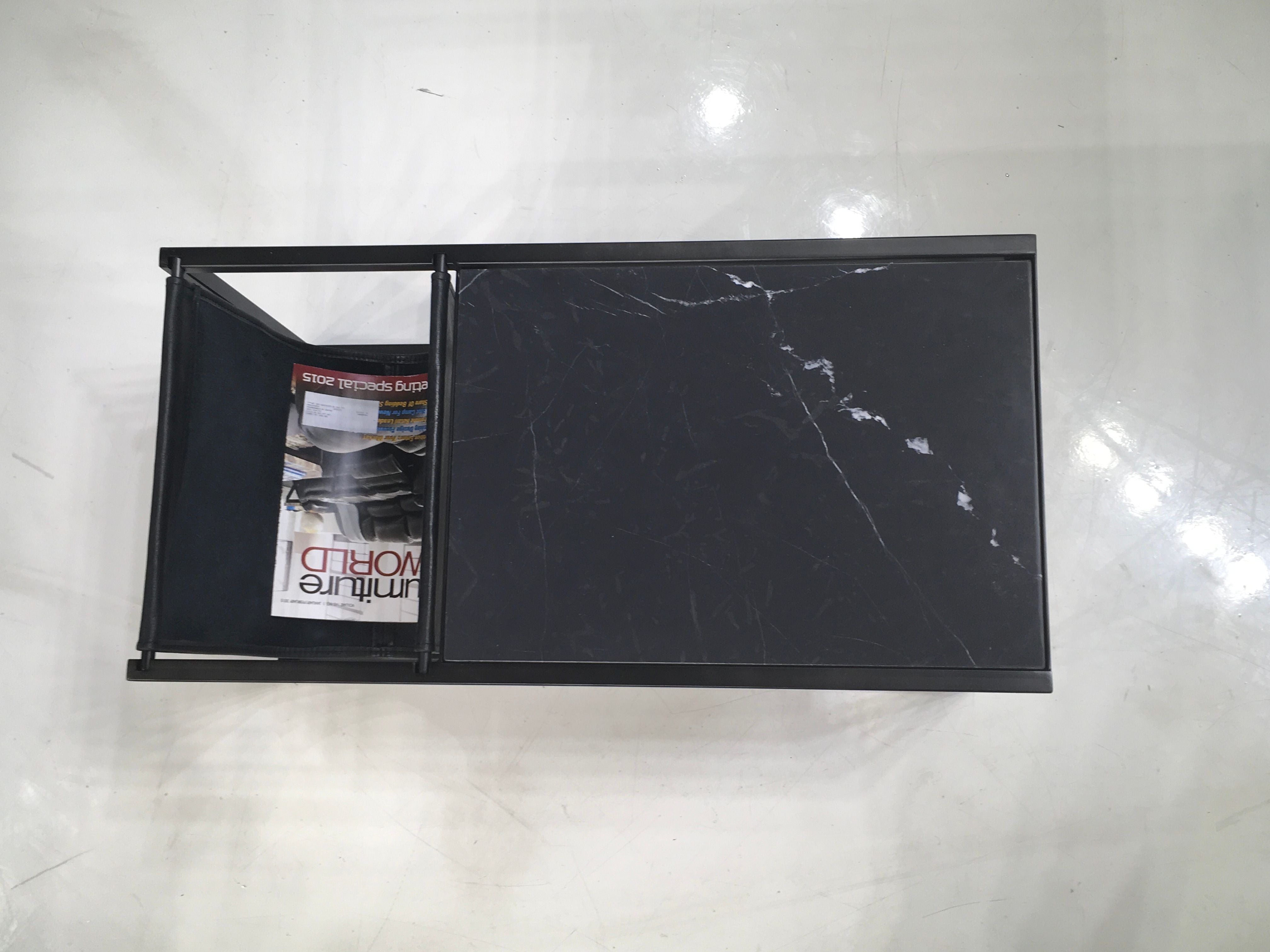 Mobital - Reception Rectangle Coffee Table in Black, Marble