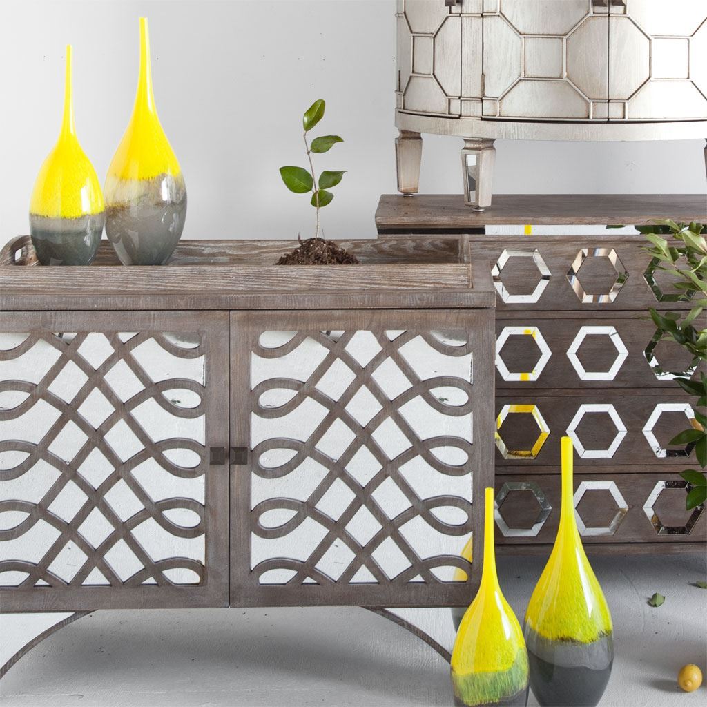 Mercana - Jasse Vase in Gray/Yellow, Glass