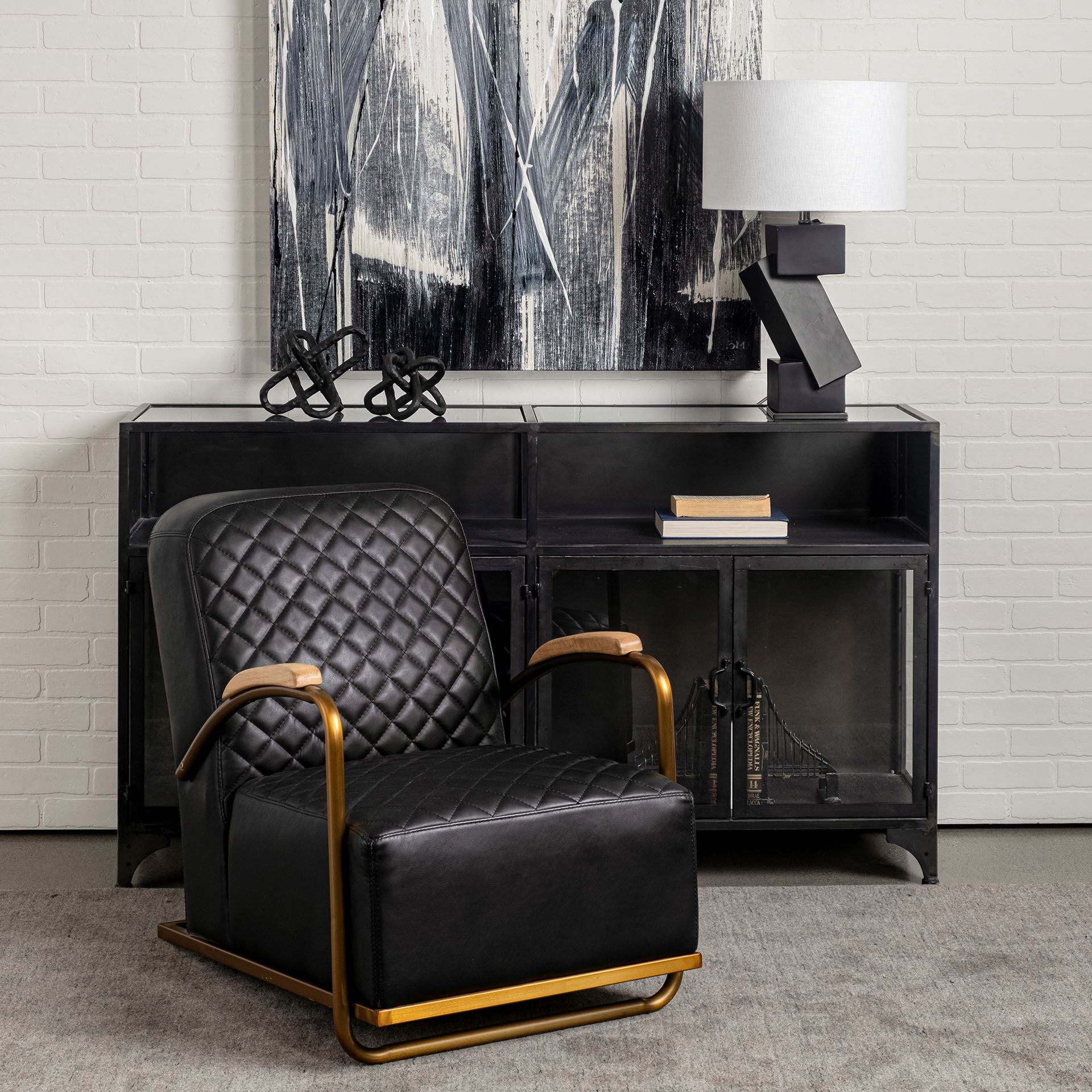 Mercana - Horace Leather Accent Chair in Black, Leather