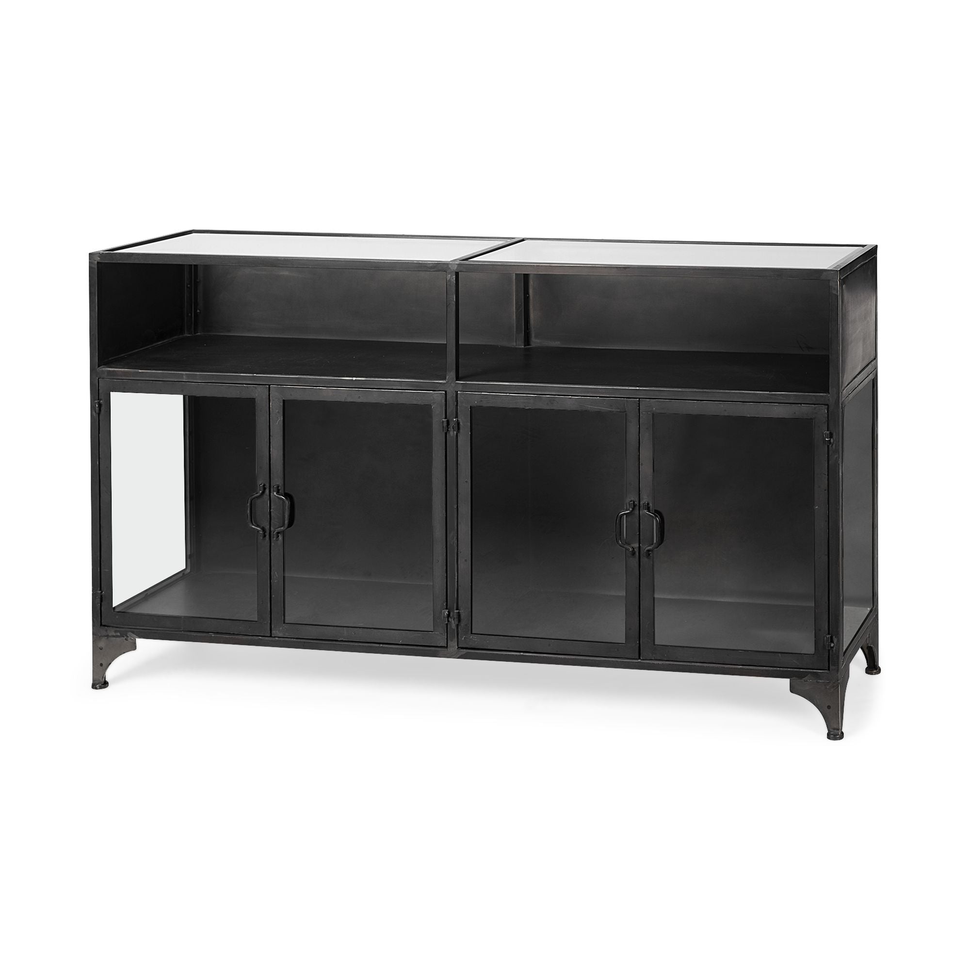 Mercana - Pender Black Metal Glass Door Display Cabinet