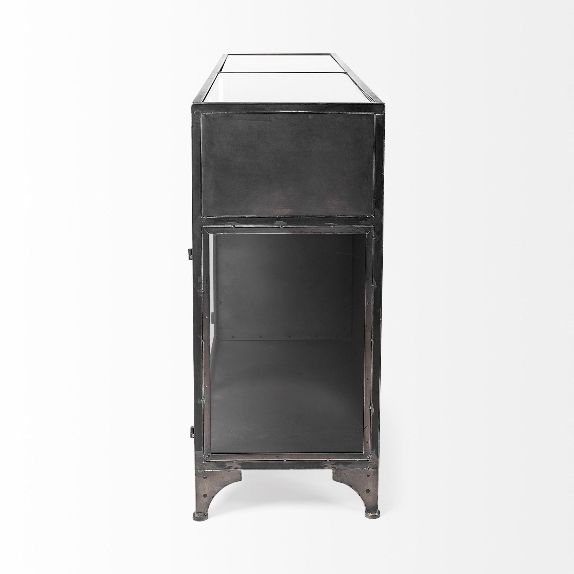 Mercana - Pender Black Metal Glass Door Display Cabinet