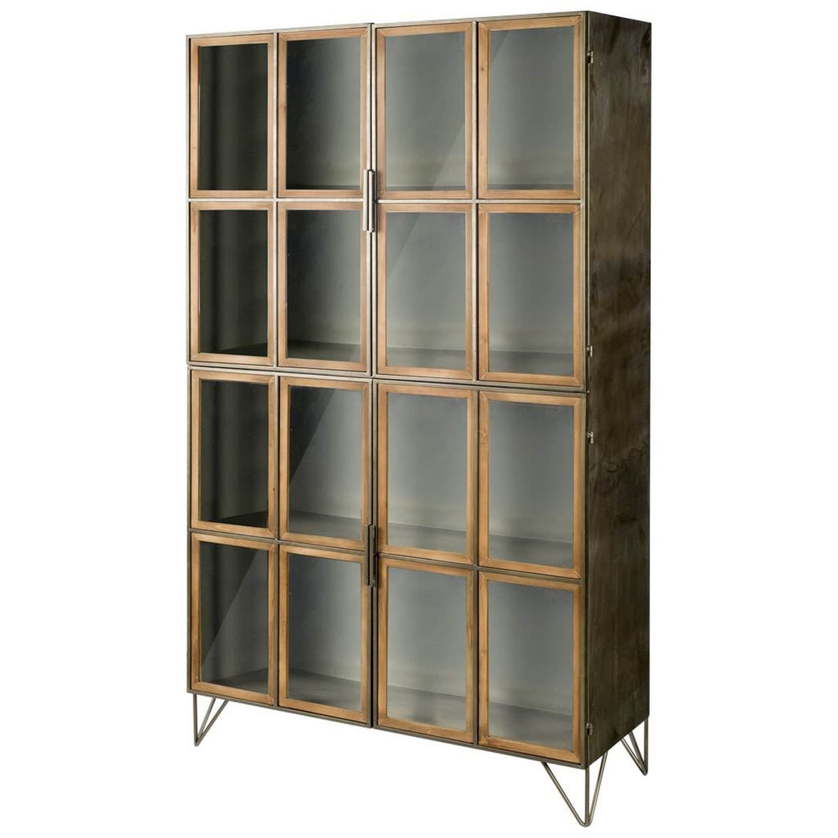 Mercana - Pandora I Brown Wood and Metal Glass Door Display Cabinet