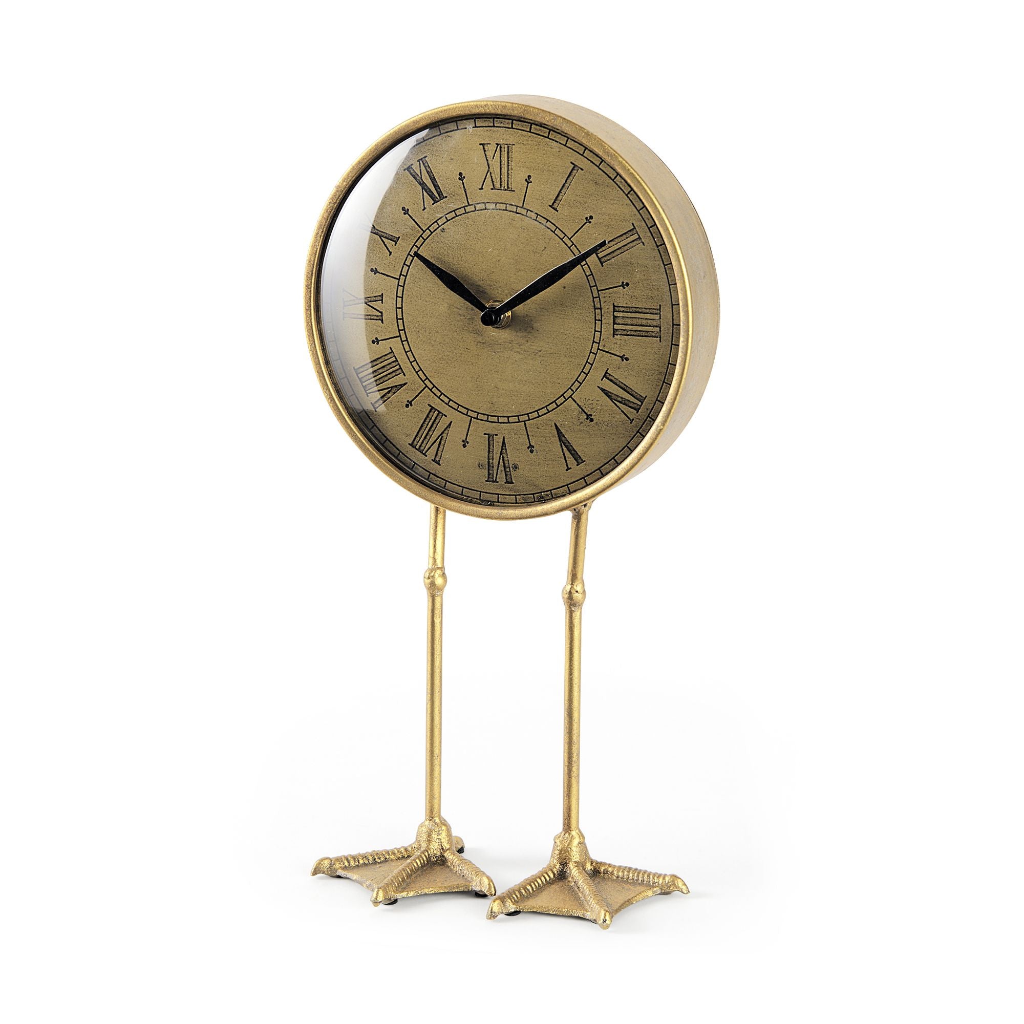 Mercana - Chadwick Antiqued Brass Duck Leg Table Clock