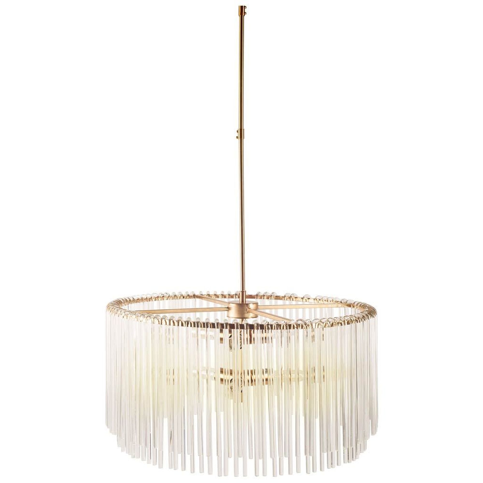 Mercana - Elsa Clear Glass and Gold Metal Frame Six Bulb Chandelier