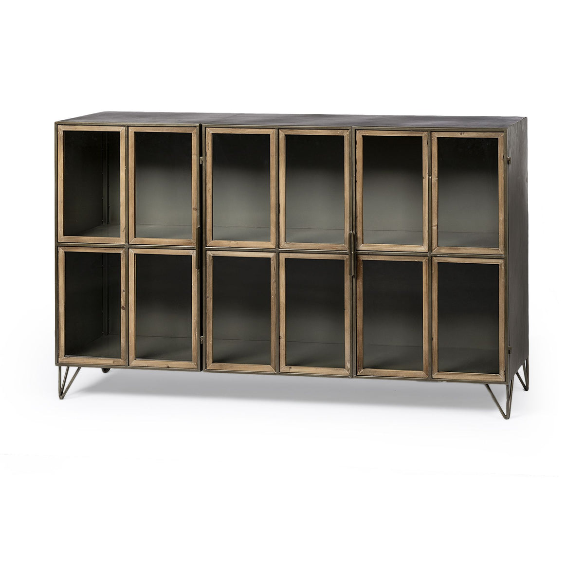Mercana - Pandora II Brown Wood and Metal Glass Door Display Cabinet