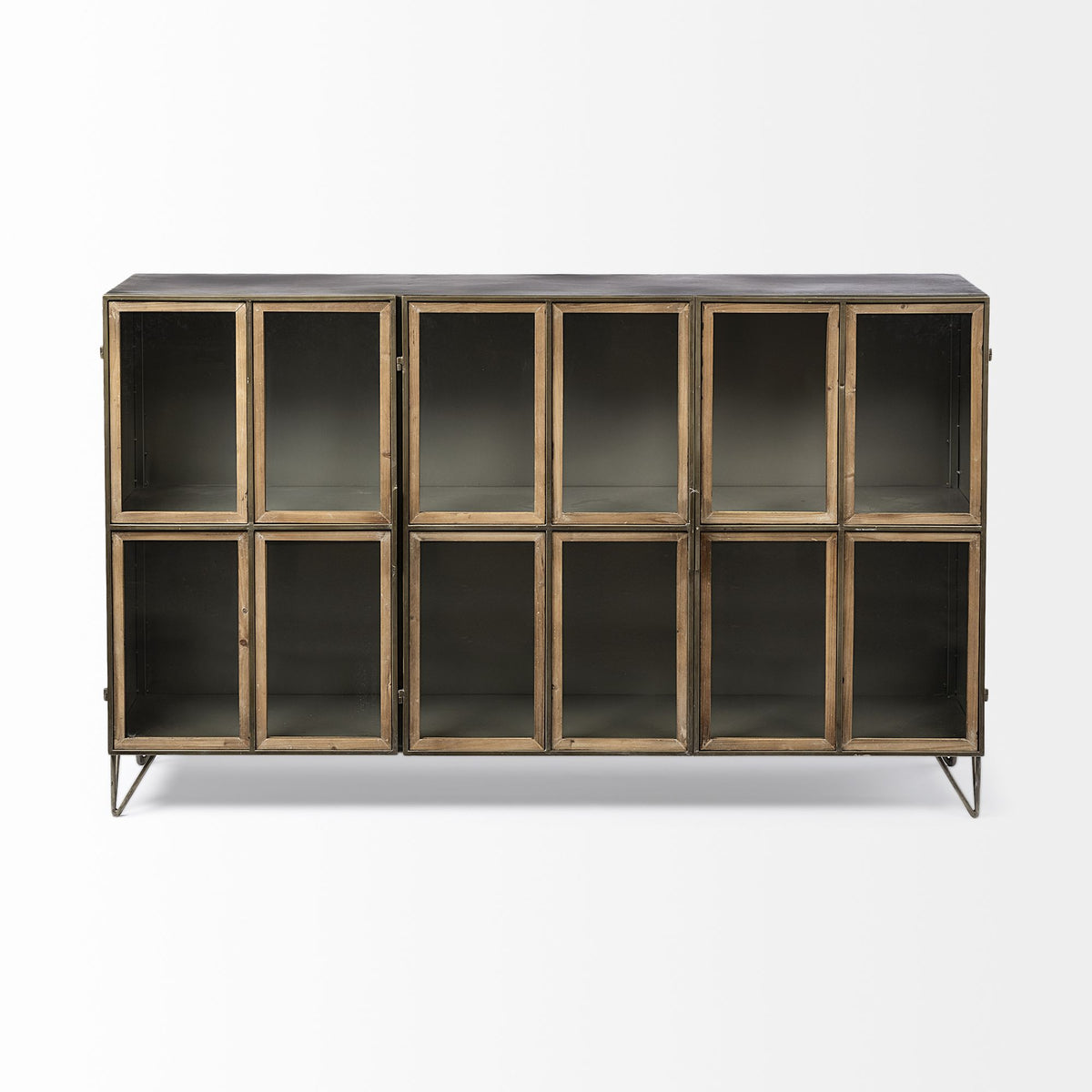 Mercana - Pandora II Brown Wood and Metal Glass Door Display Cabinet
