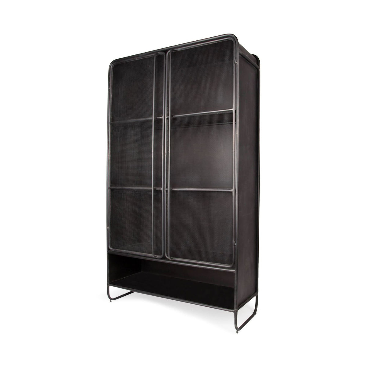 Mercana - Klaus Dark Brown Polished Metal Mesh Door Display Cabinet