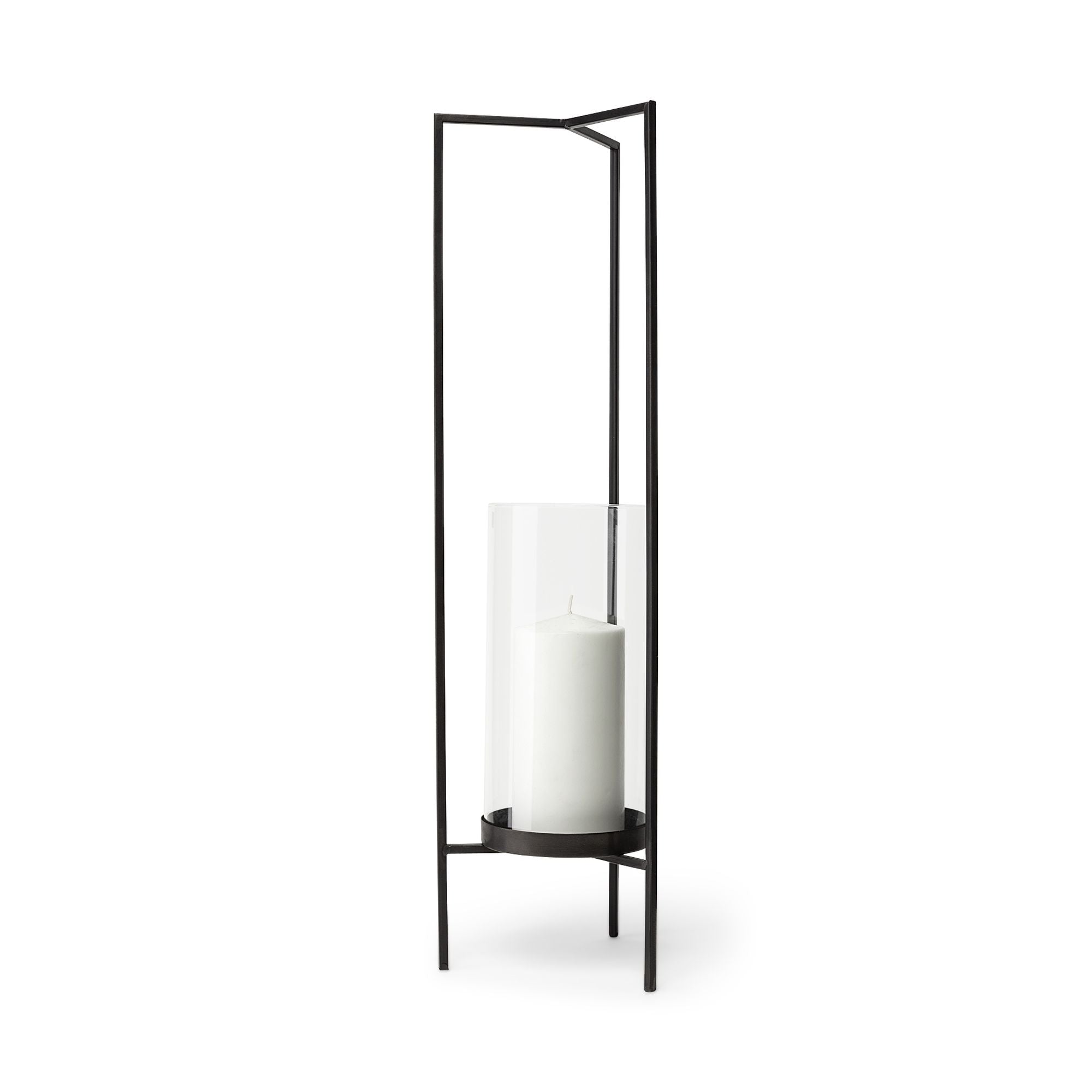 Mercana - Abigail I Large Gunmetal Gray Metal Table Candle Holder