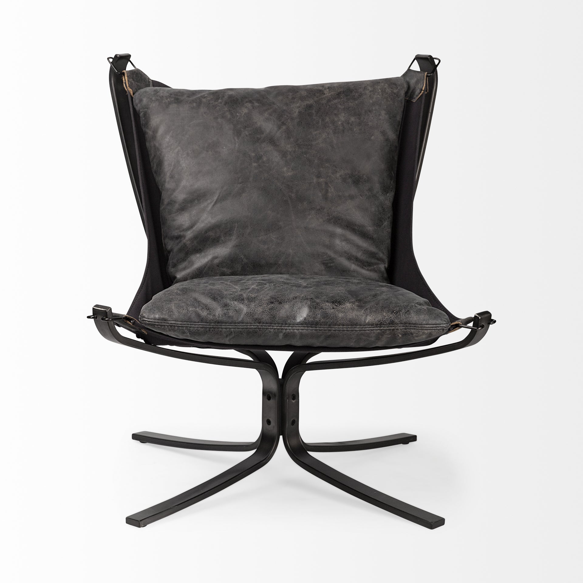 Mercana - Colarado Leather Accent Chair in Black, Iron