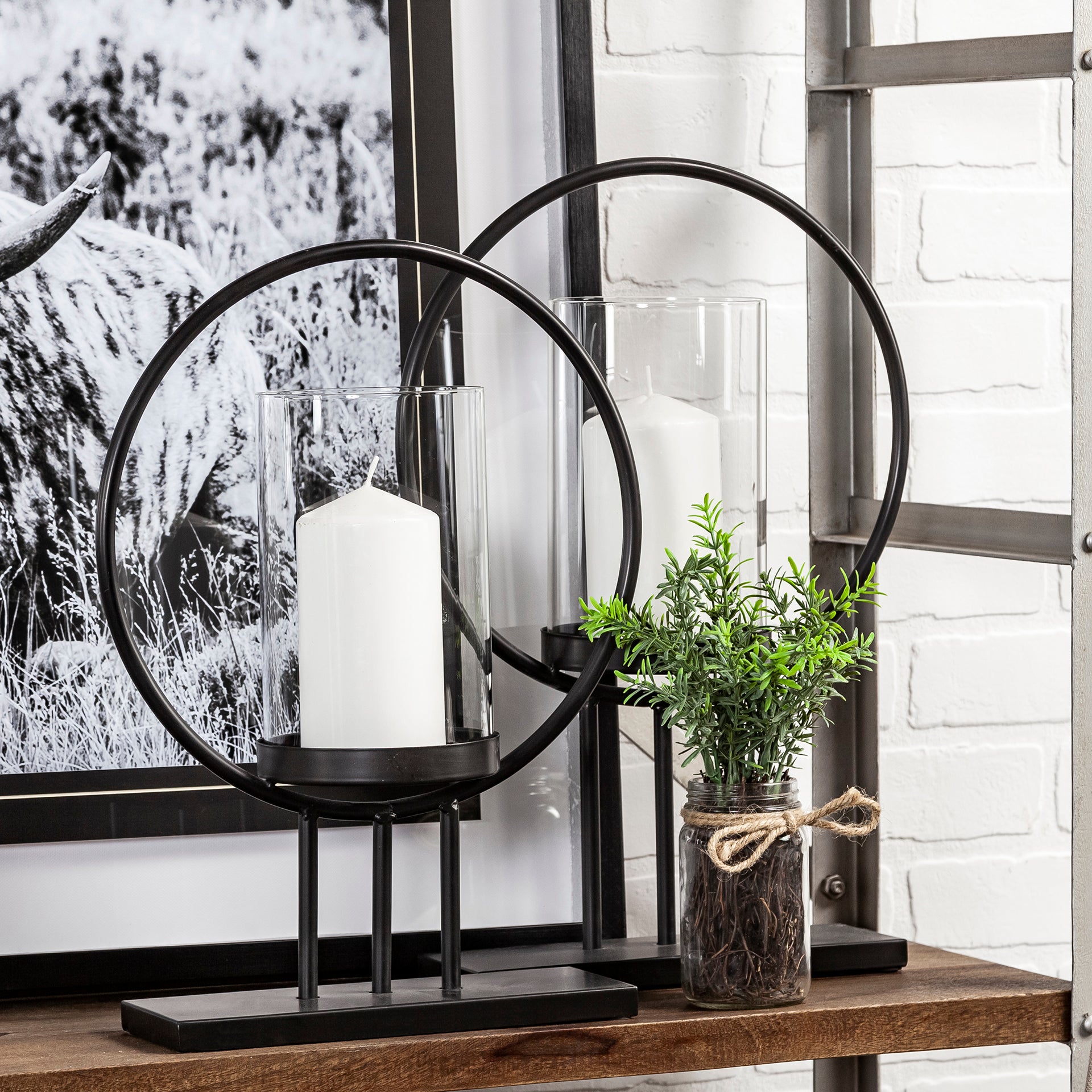 Mercana - Saturn Candle Holder in Black/White, Metal