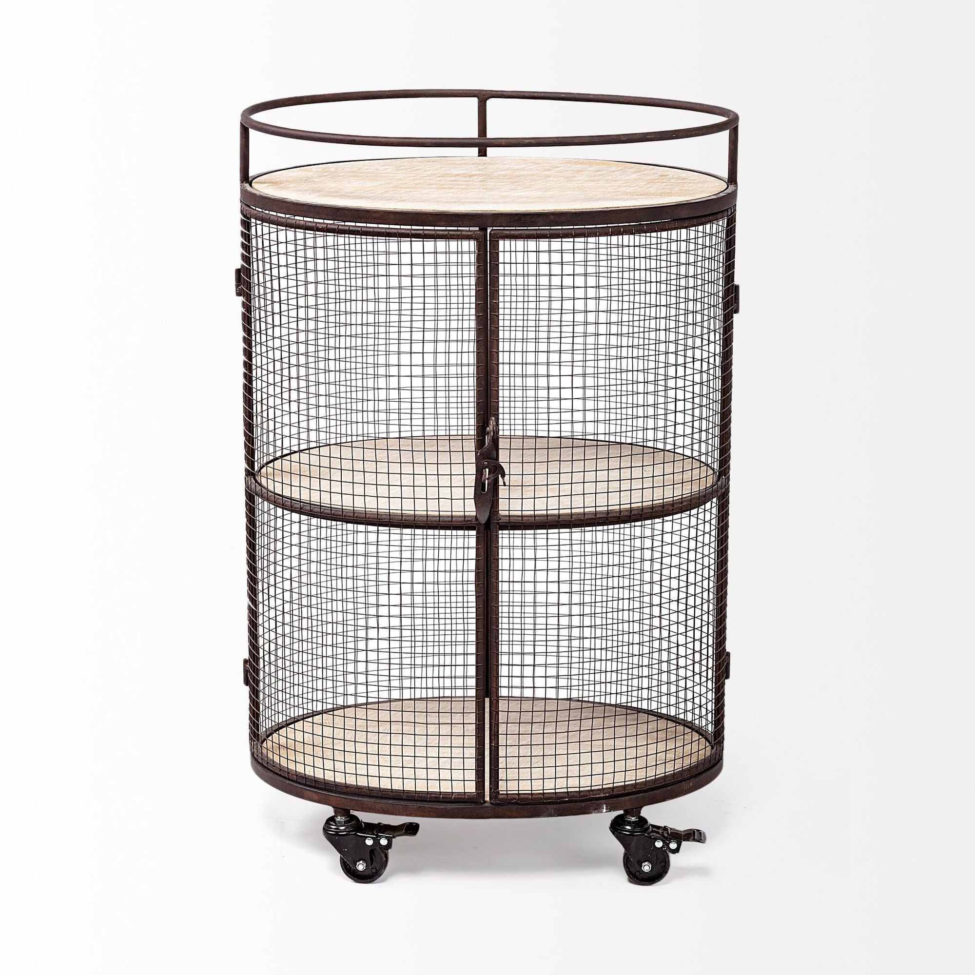 Mercana - Saluti Oval Bar Cart with 3 Wood Shelves