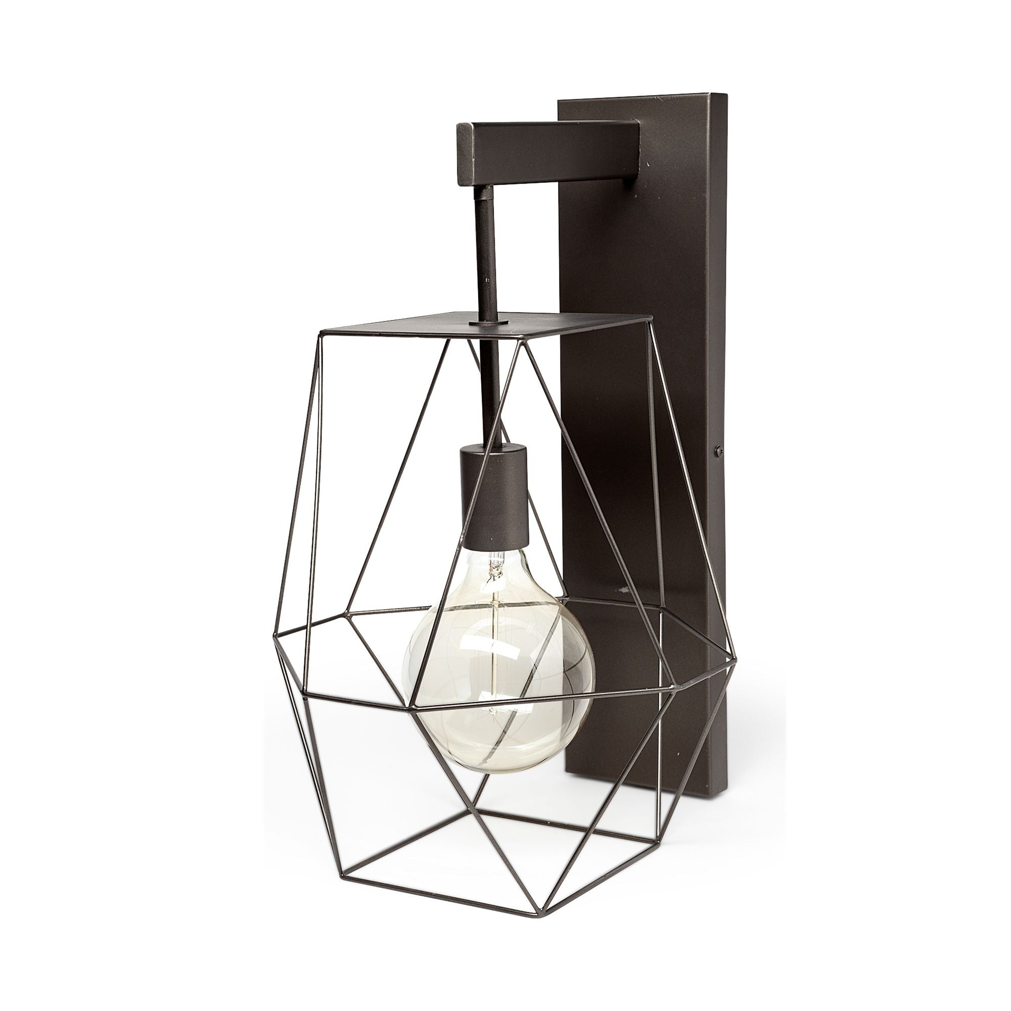 Mercana - Cordova 12x19 Gray Metal Hanging Bulb Caged Wall Sconce
