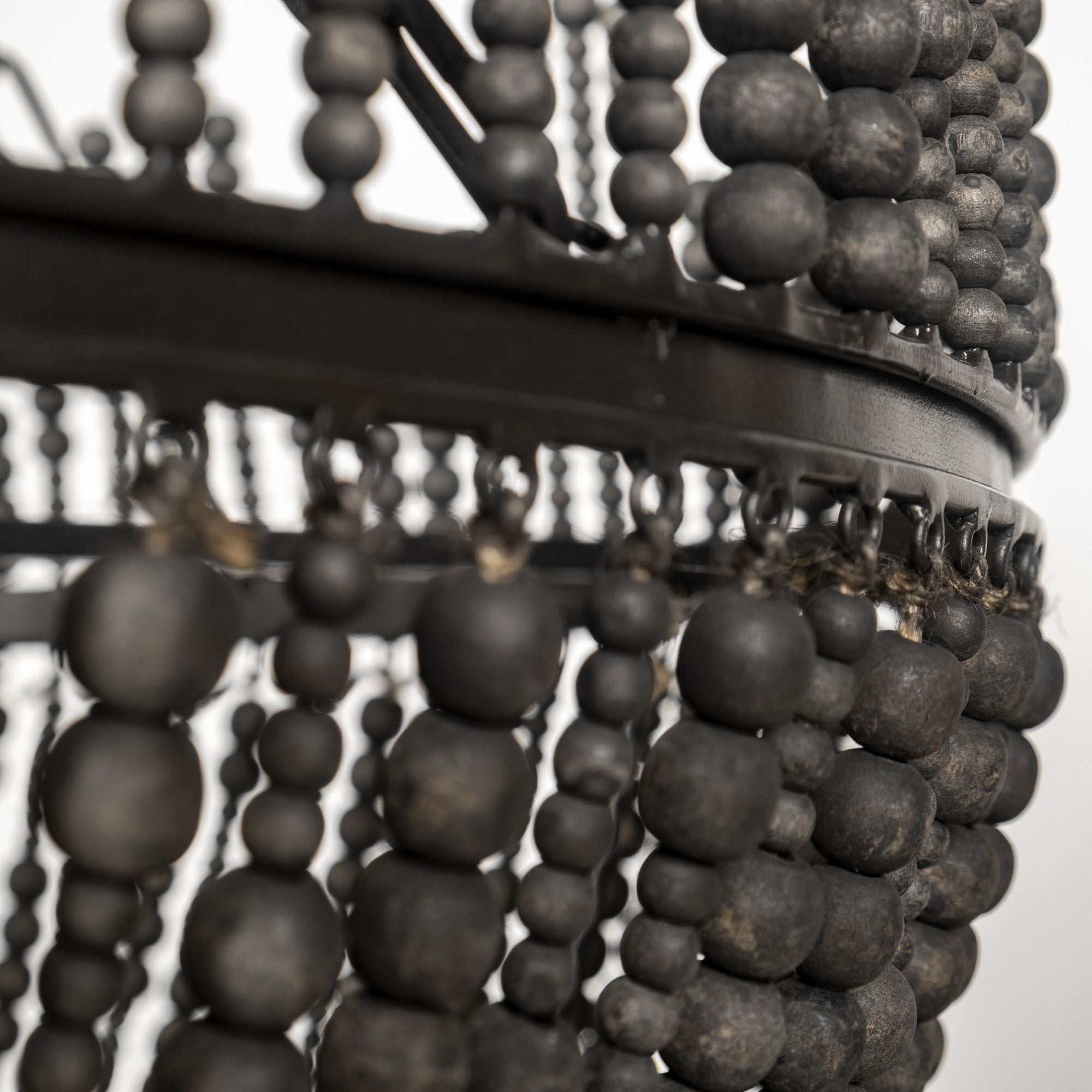 Mercana - Liam I Black Wooden Bead Bowl-Style Four Bulb Chandelier