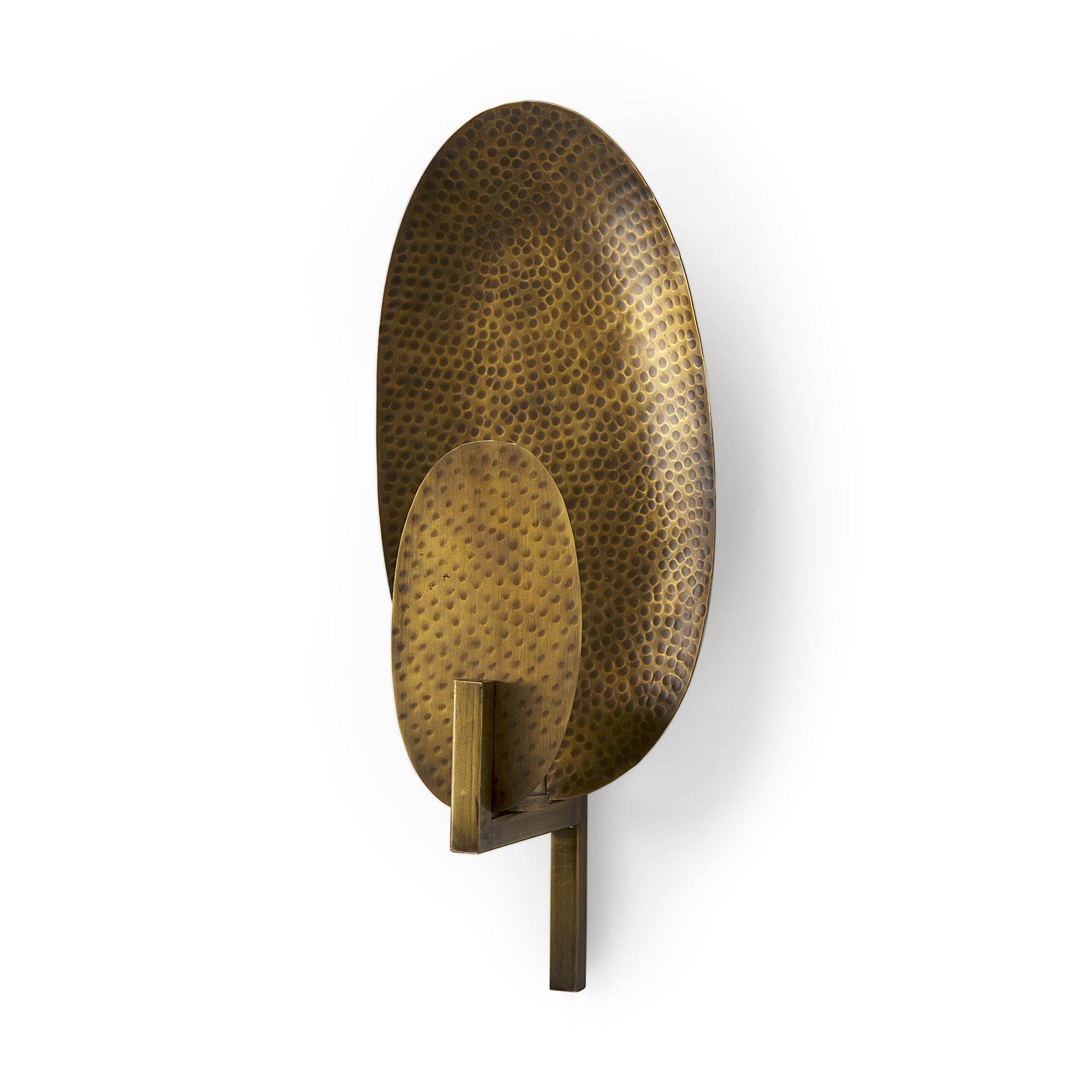 Mercana - Clarence 7.0L x 5.3W x 17.0H Metal Hammered Gold Round Wall Sconce