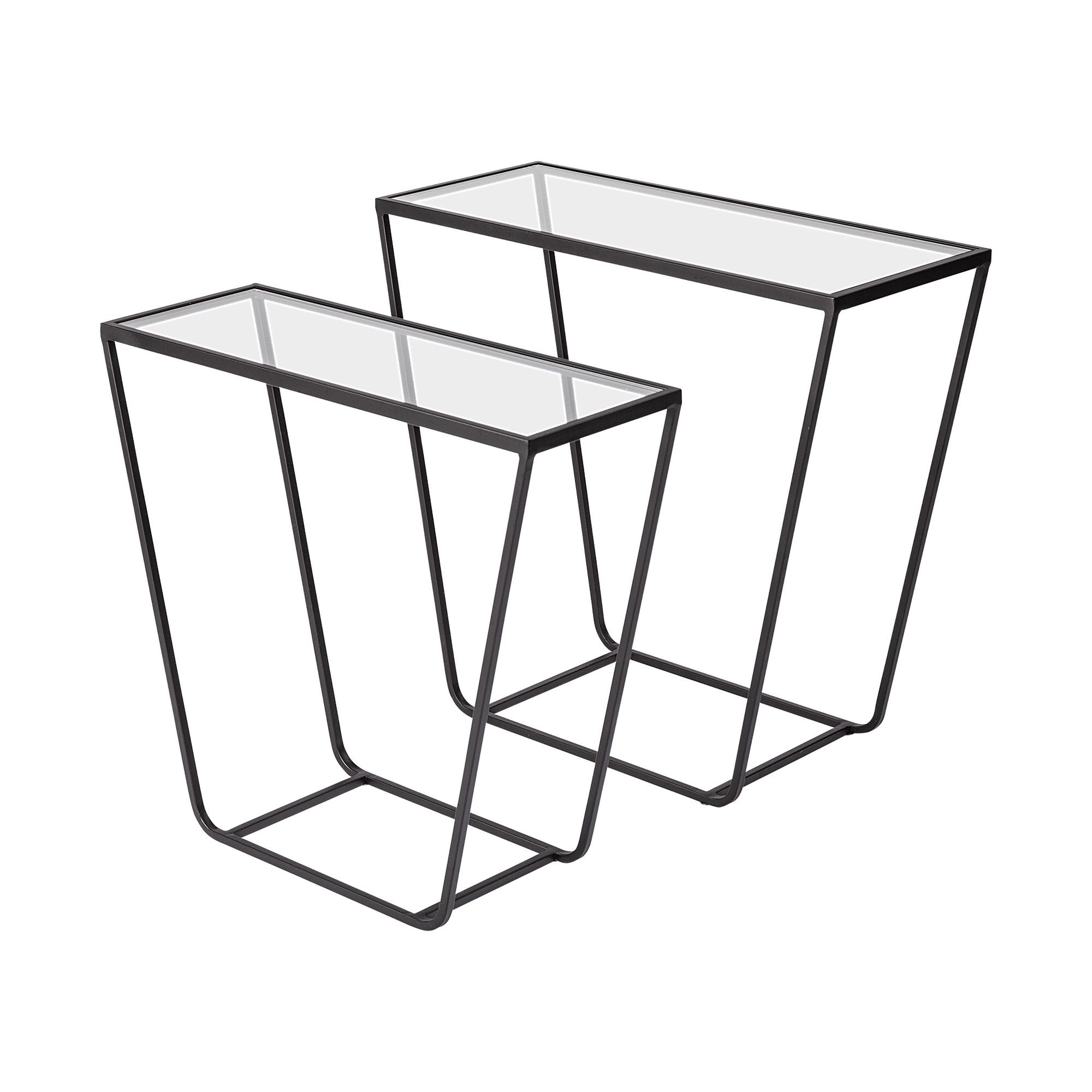 Mercana Arya Accent Table (Set of 2) - Black, Glass
