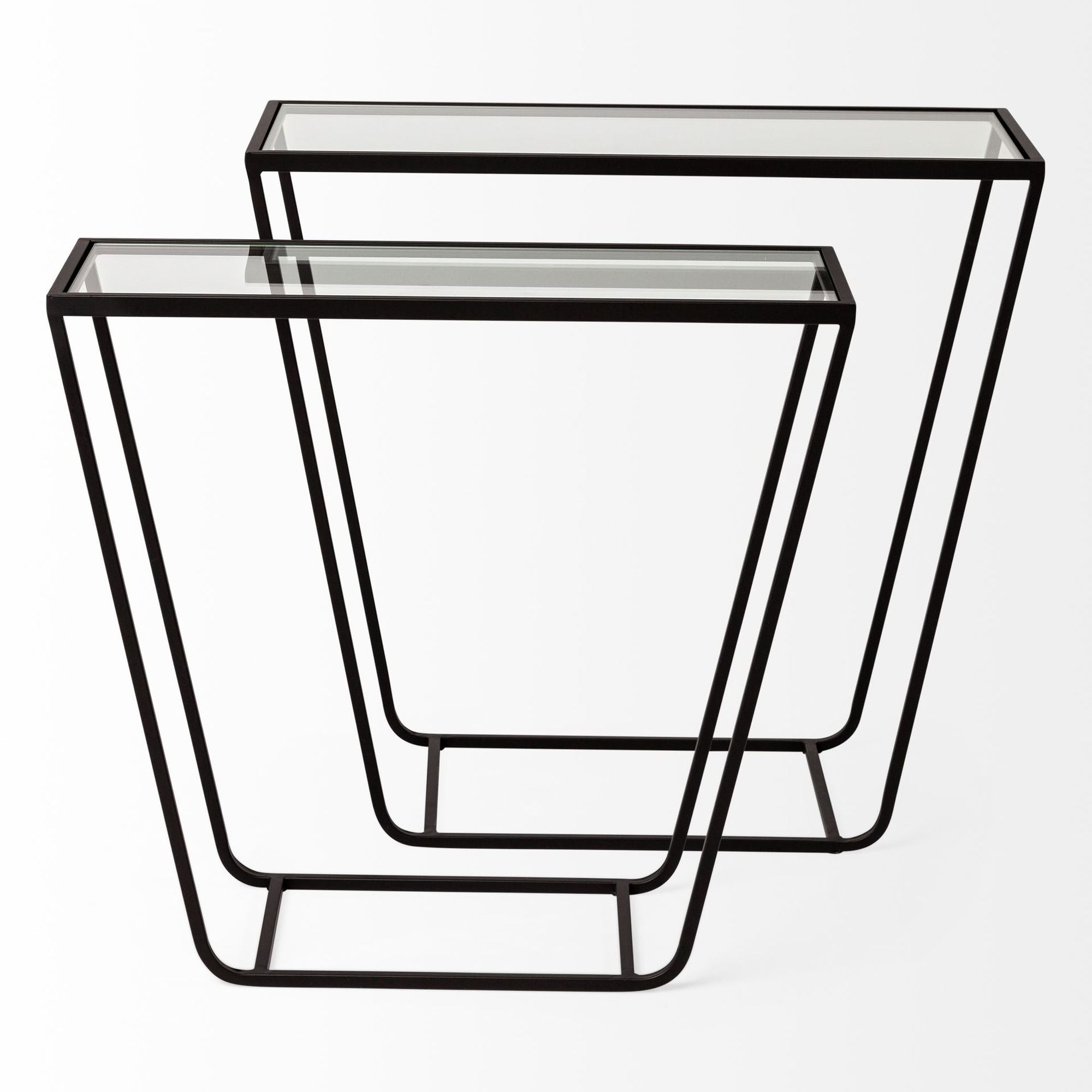 Mercana Arya Accent Table (Set of 2) - Black, Glass