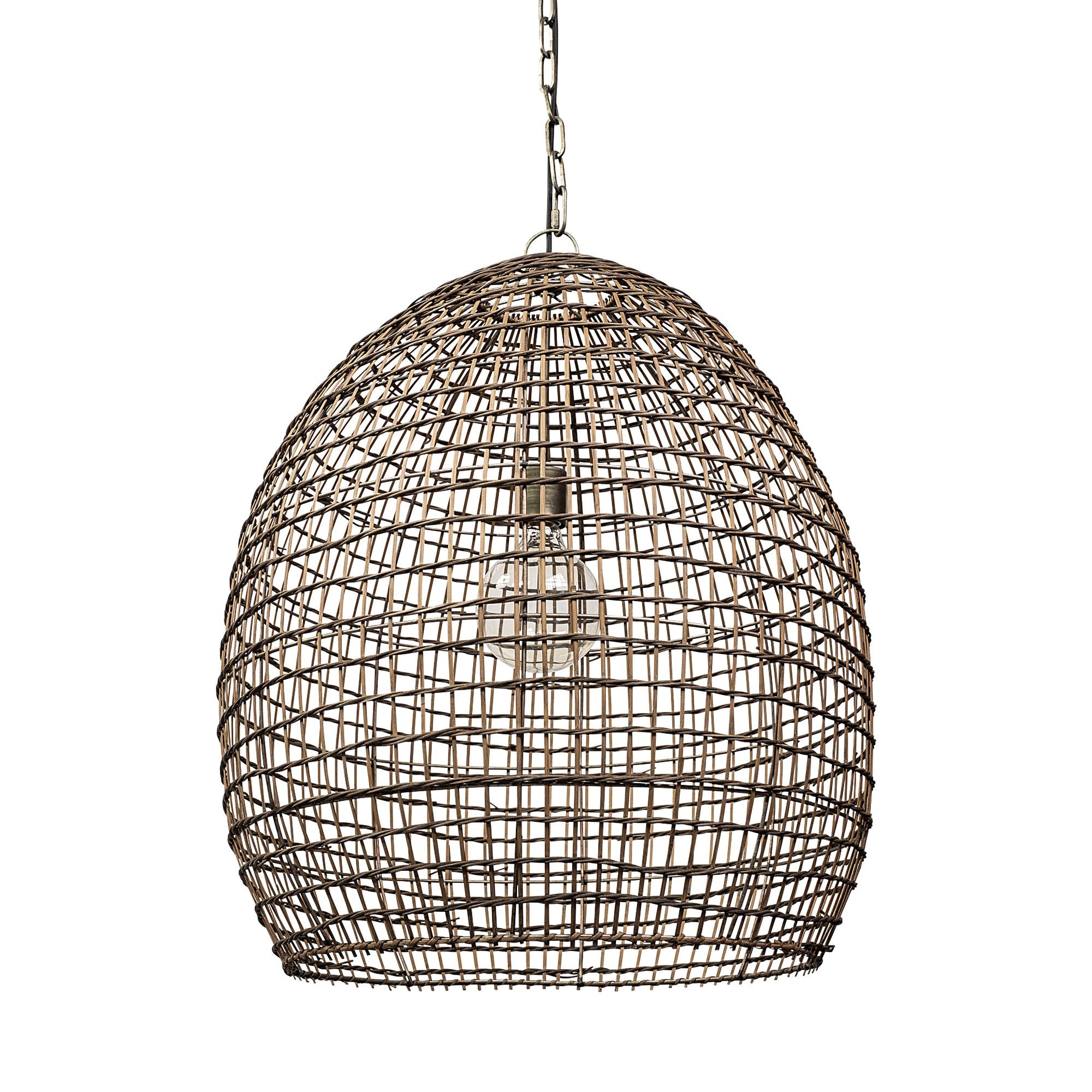 Mercana - Aruba Medium Brown Woven Straw Orb Pendant Light