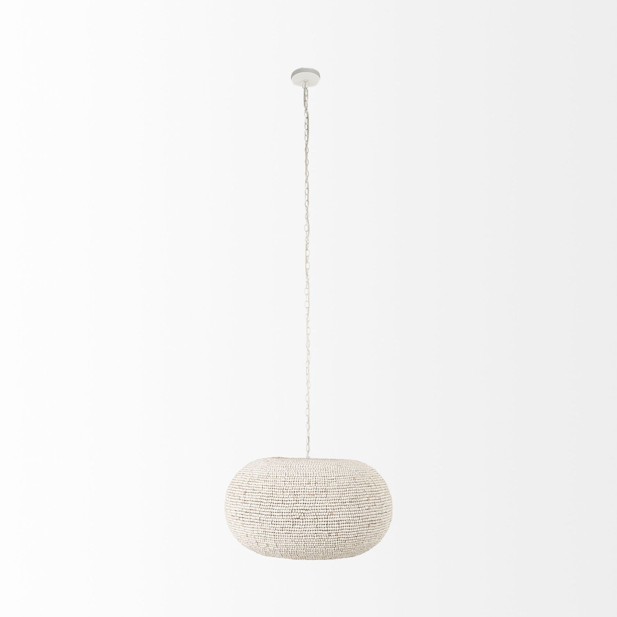 Mercana - Theta White-Washed Beaded Chandelier