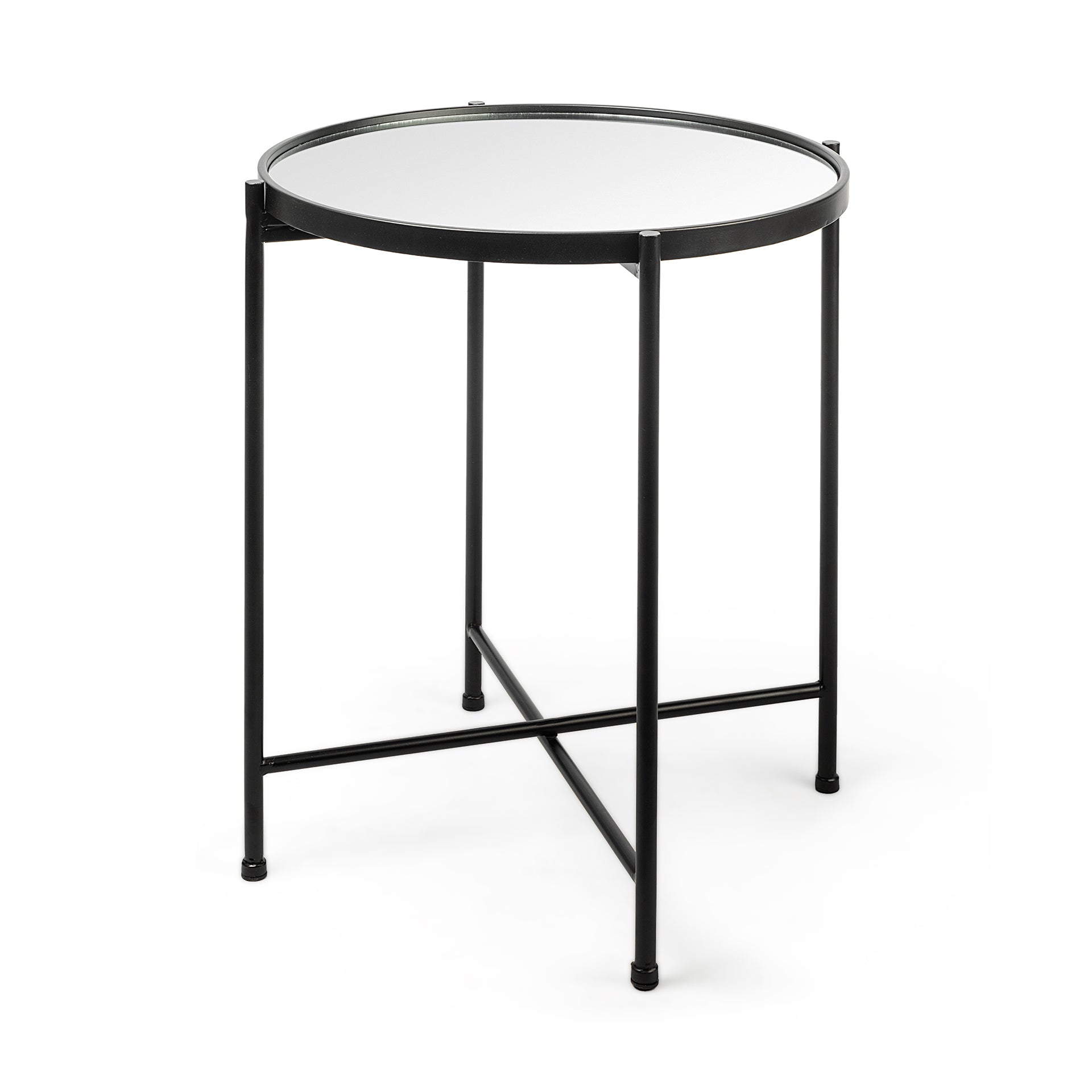 Mercana - Samantha Accent Table in Black, Mirrored Glass