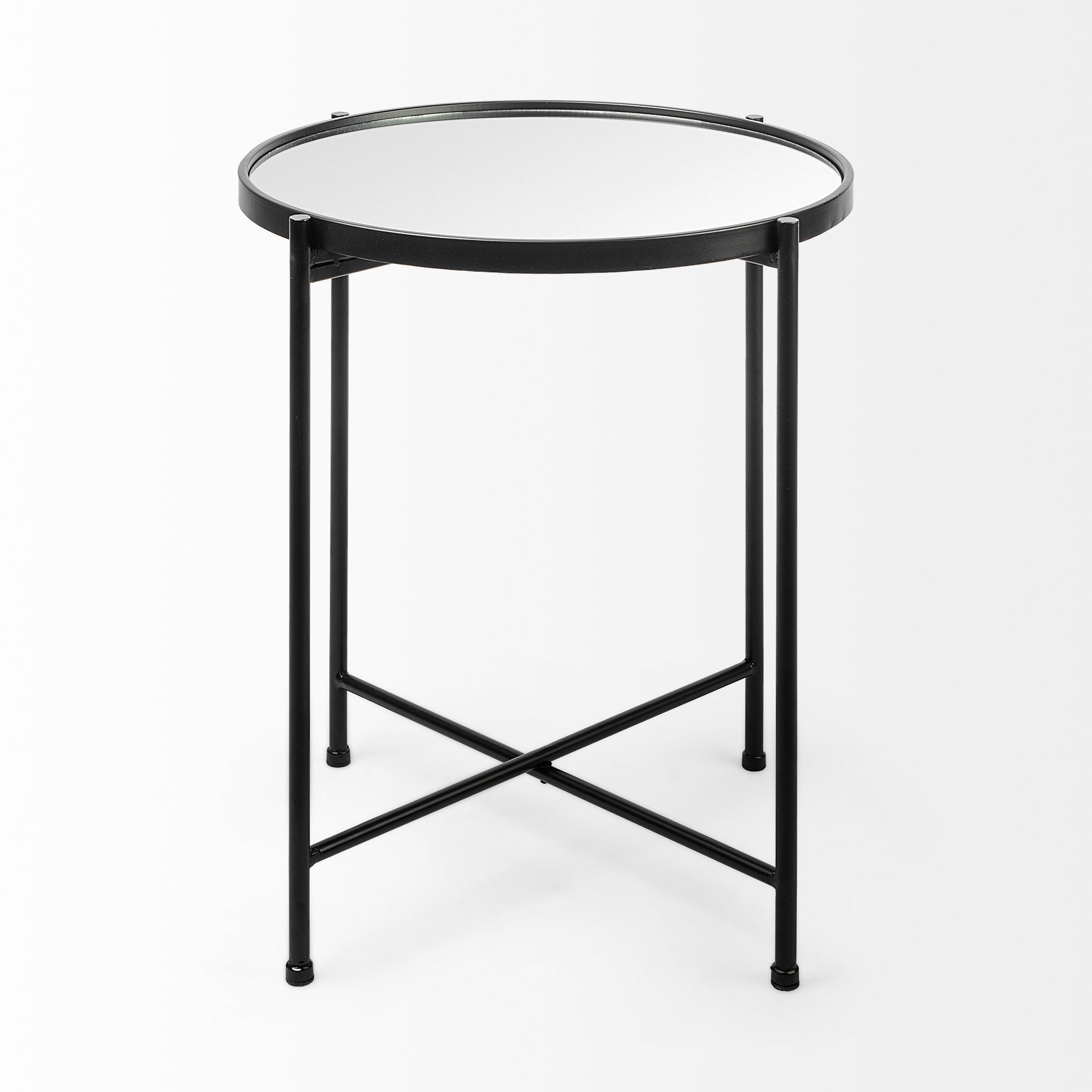 Mercana - Samantha Accent Table in Black, Mirrored Glass