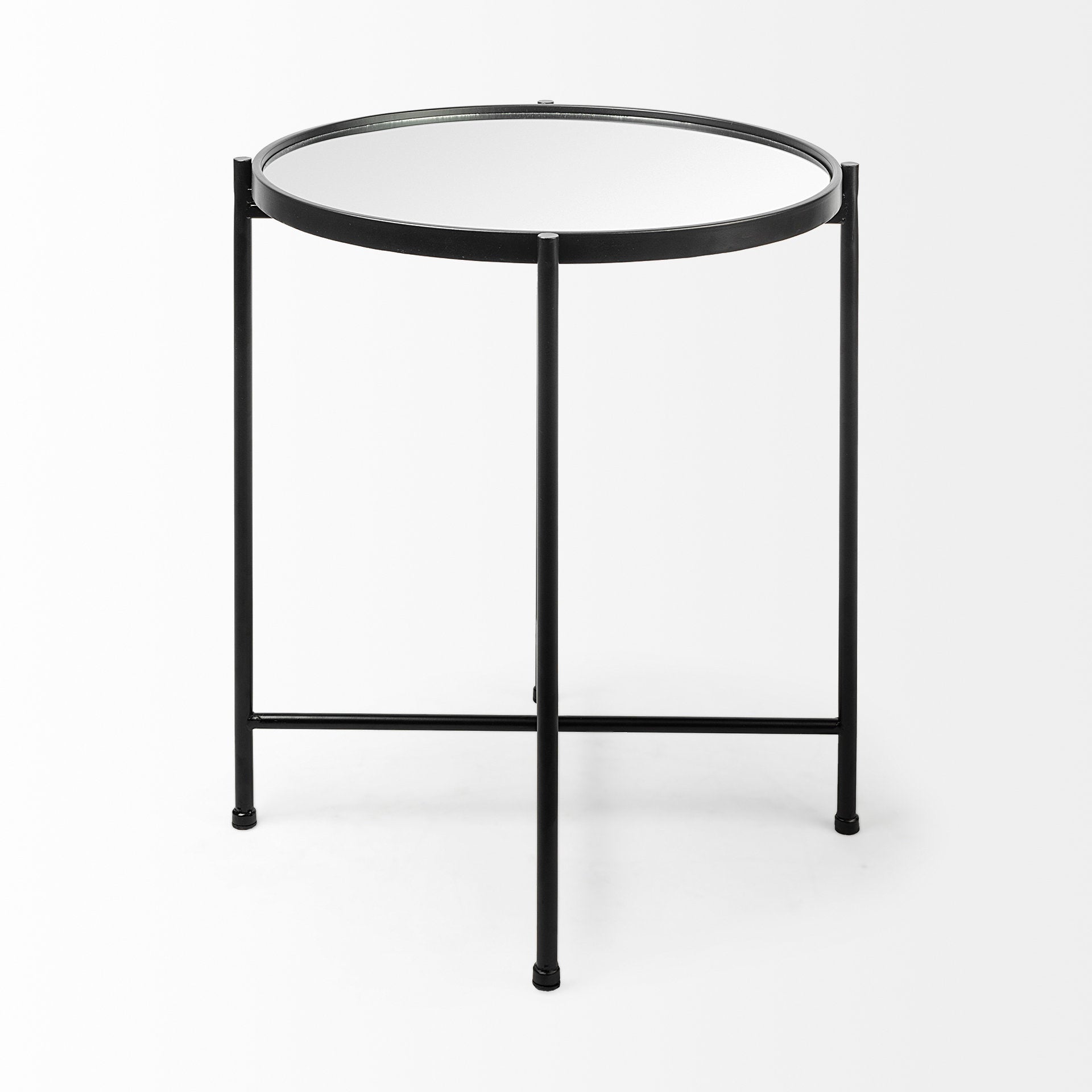 Mercana - Samantha Accent Table in Black, Mirrored Glass